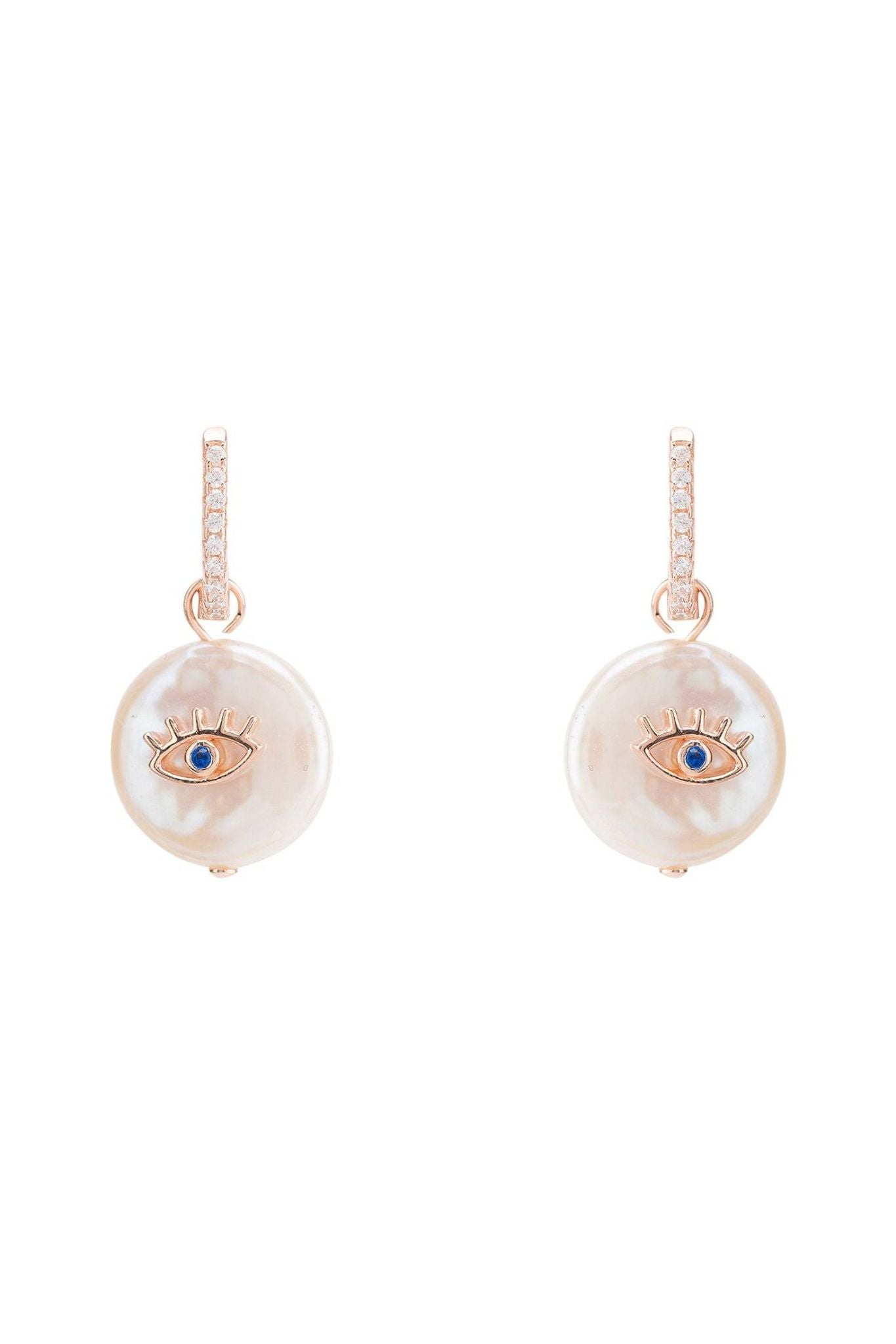Eye With Pearl Earrings Rosegold - LATELITA Earrings