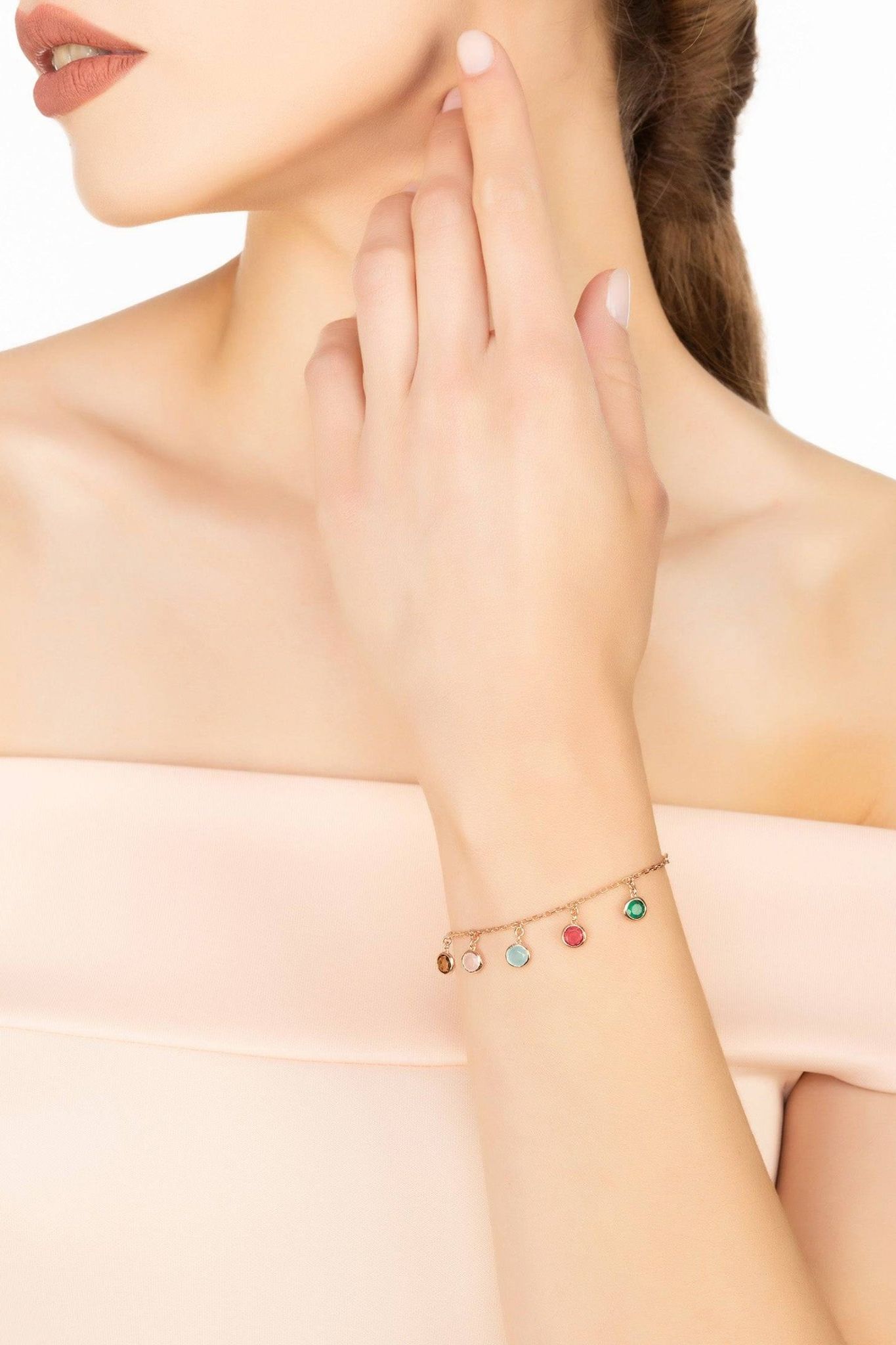 Florence Multi Coloured Gemstone Bracelet Gold - LATELITA Bracelets
