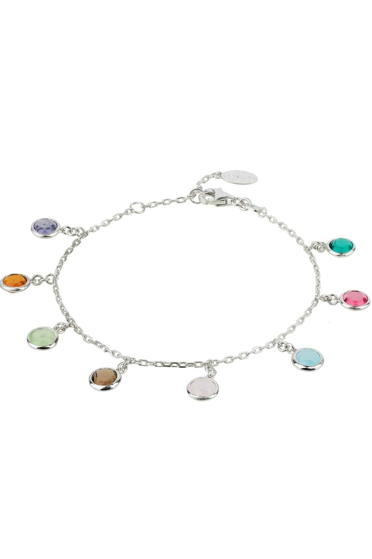 Florence Multi Coloured Gemstone Bracelet Silver - LATELITA Bracelets
