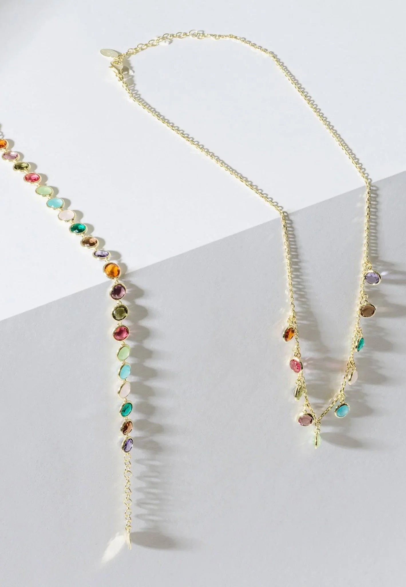 Florence Multi Coloured Gemstone Necklace Gold - LATELITA Necklaces