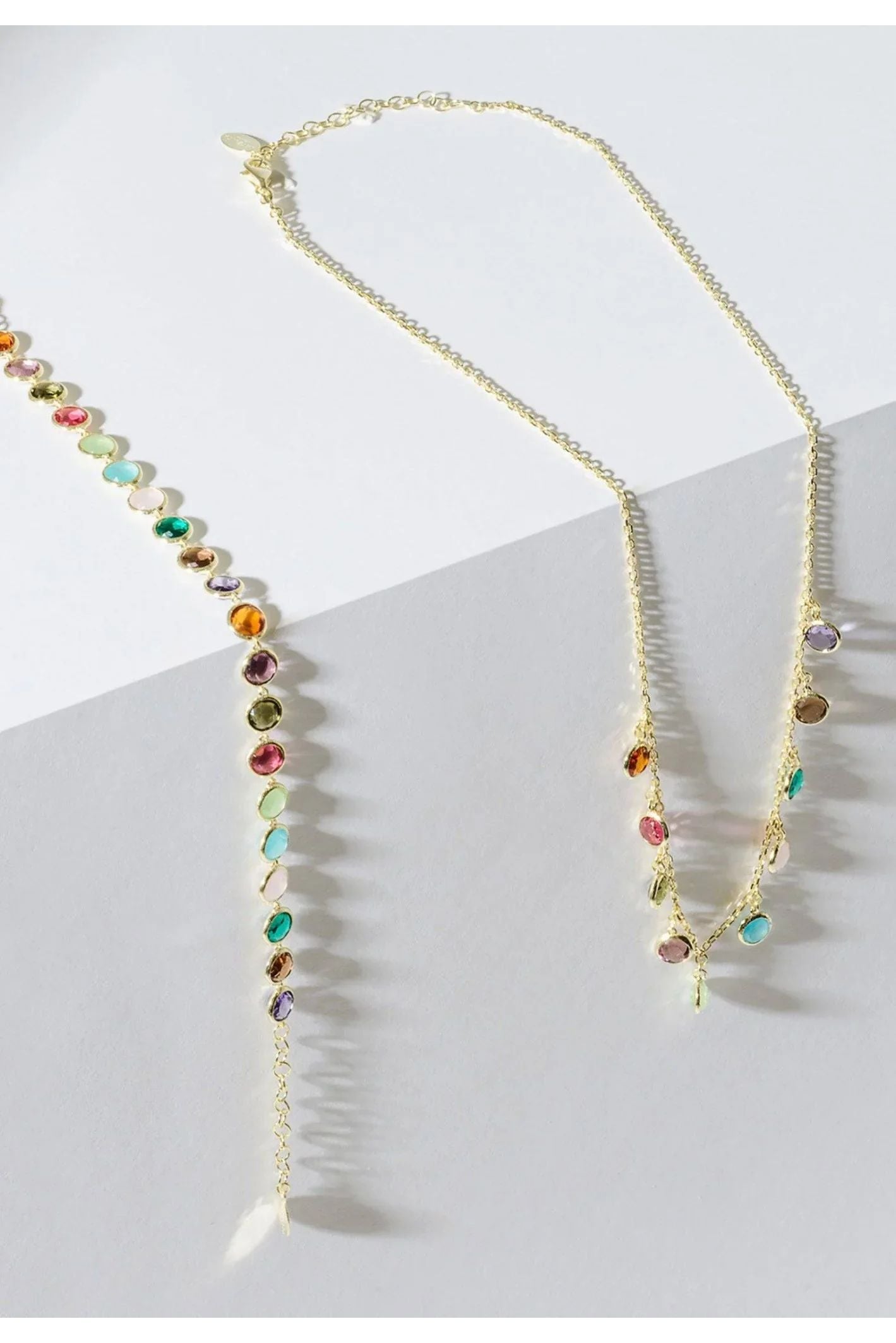 Florence Multi Coloured Gemstone Necklace Gold - LATELITA Necklaces