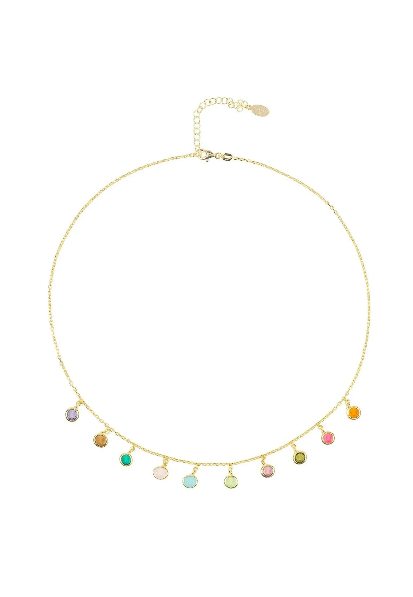 Florence Multi Coloured Gemstone Necklace Gold - LATELITA Necklaces
