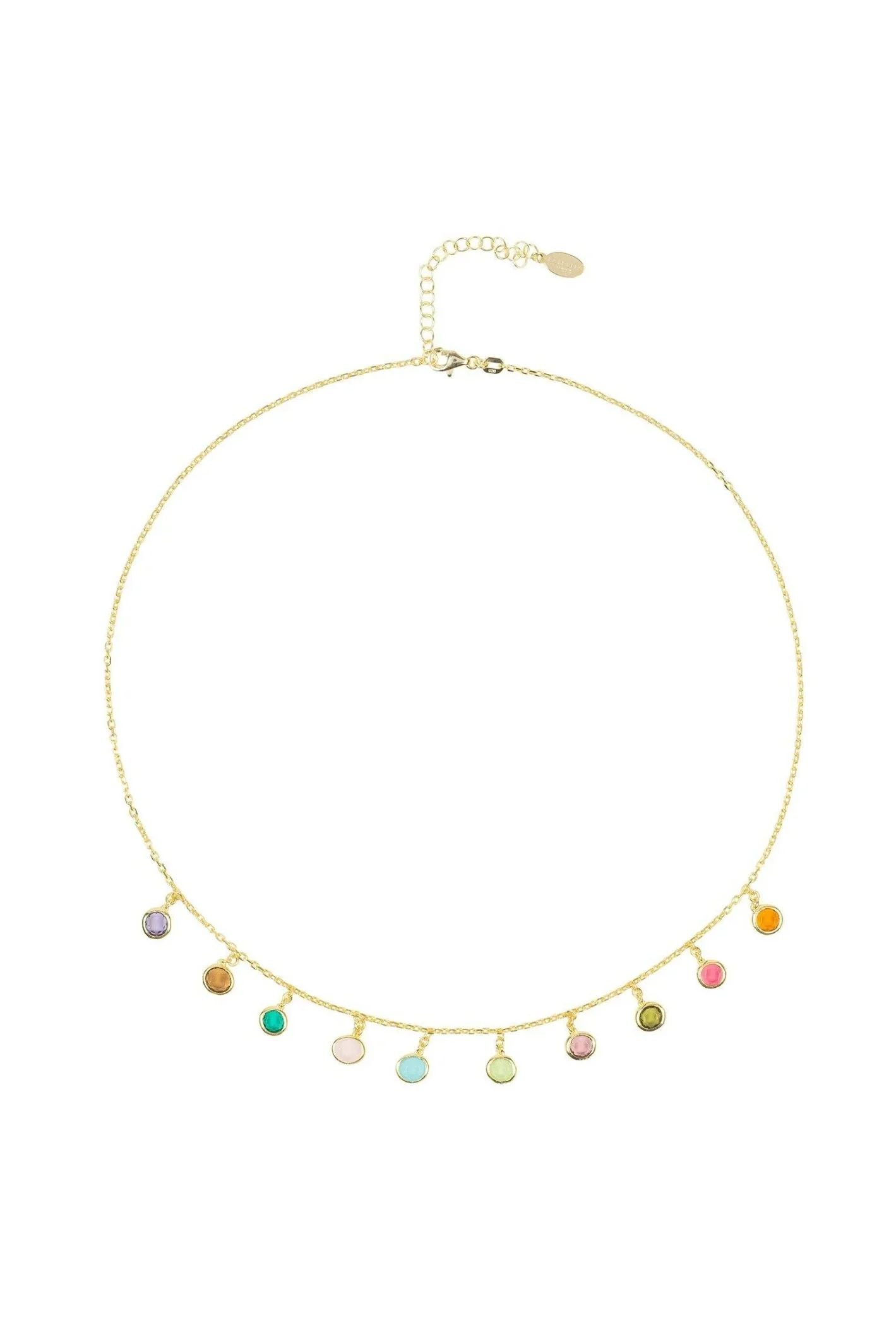Florence Multi Coloured Gemstone Necklace Gold - LATELITA Necklaces
