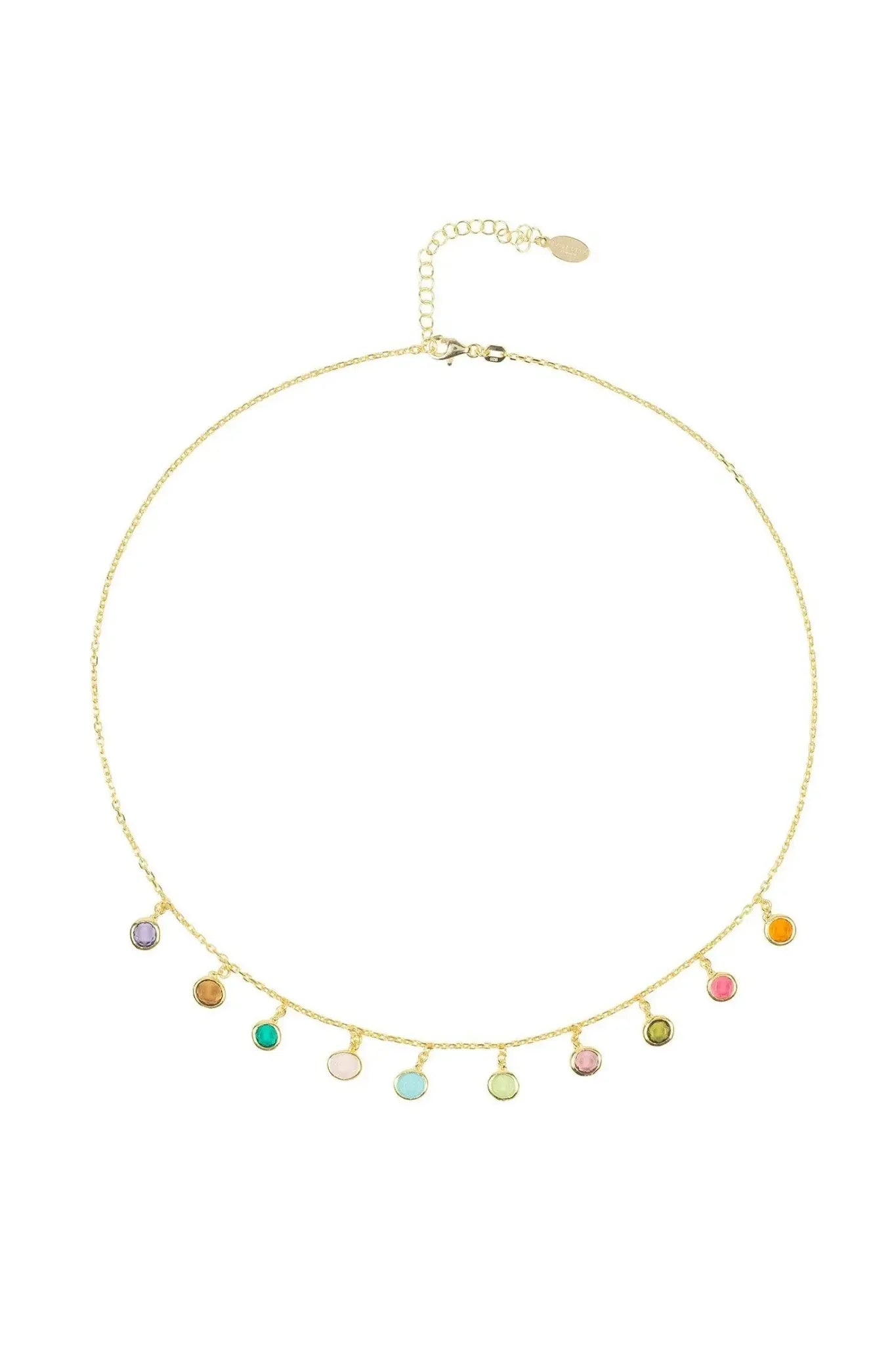 Florence Multi Coloured Gemstone Necklace Gold - LATELITA Necklaces