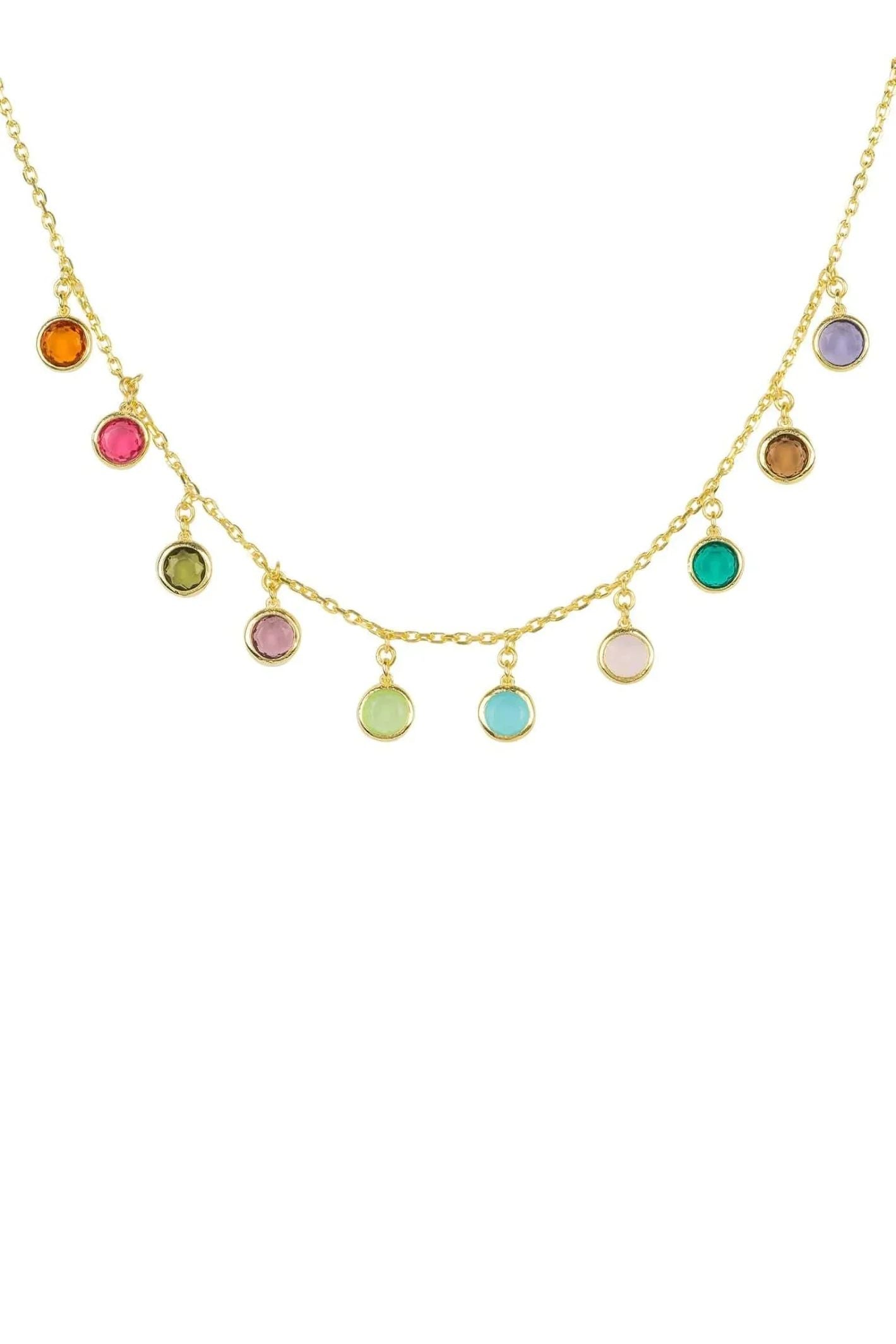 Florence Multi Coloured Gemstone Necklace Gold - LATELITA Necklaces
