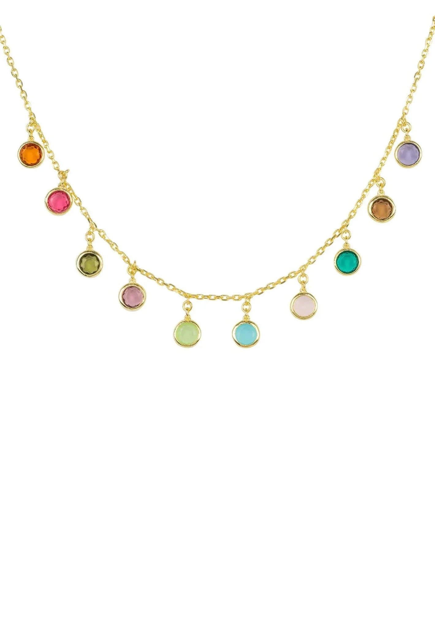 Florence Multi Coloured Gemstone Necklace Gold - LATELITA Necklaces