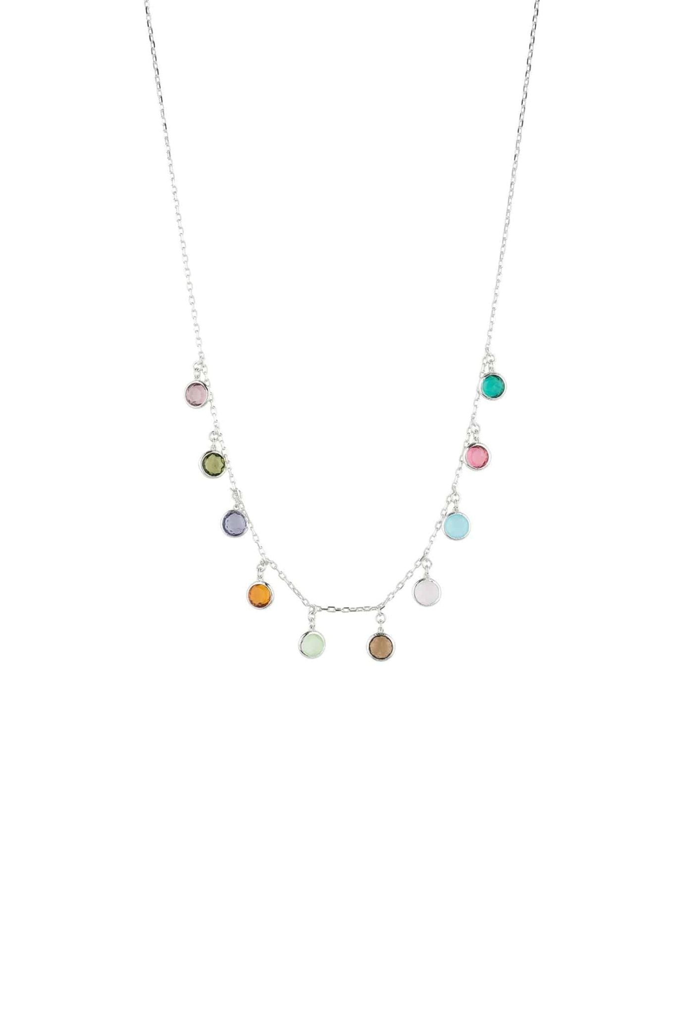 Florence Multi Coloured Gemstone Necklace Silver - LATELITA Necklaces