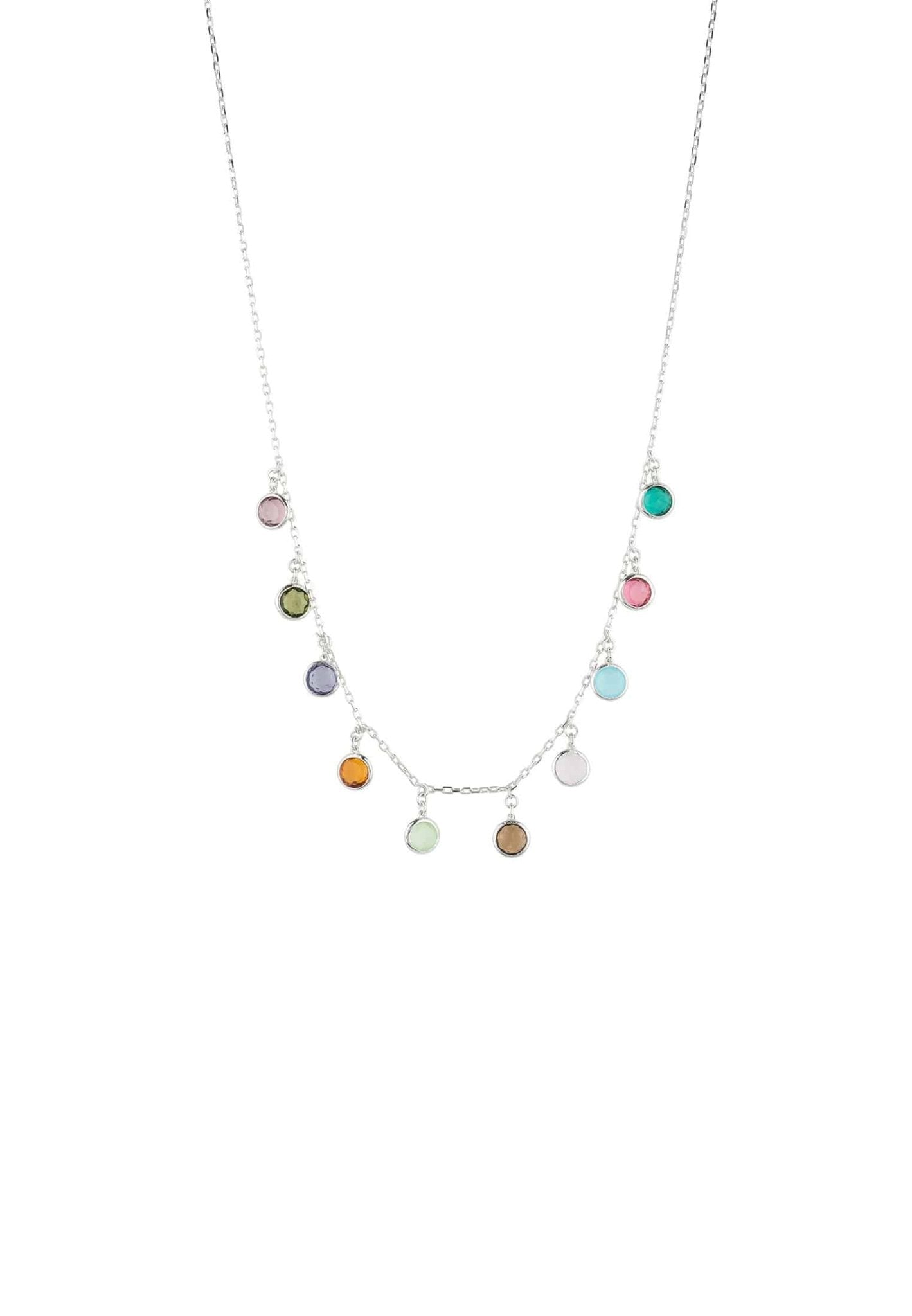 Florence Multi Coloured Gemstone Necklace Silver - LATELITA Necklaces