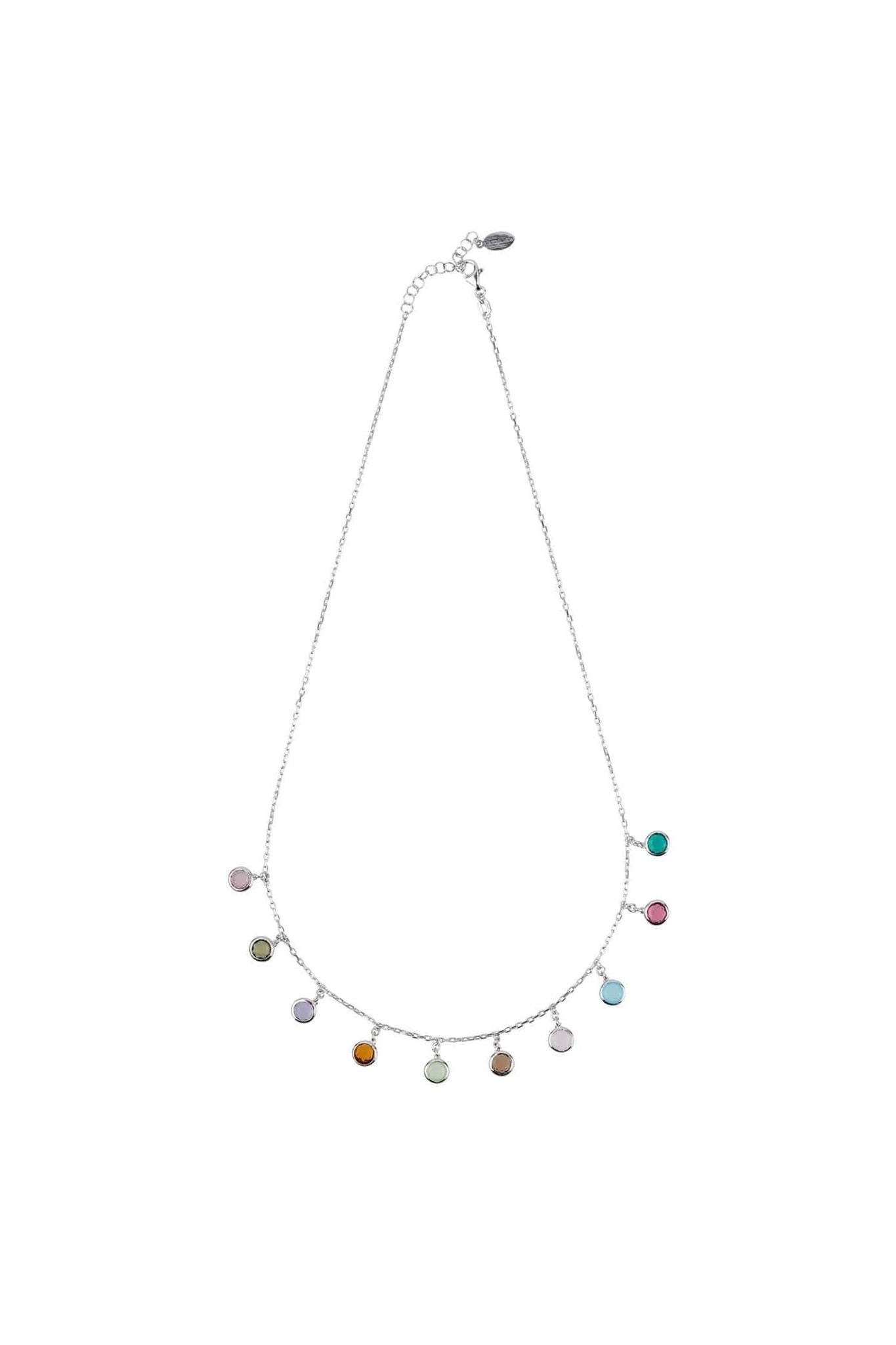 Florence Multi Coloured Gemstone Necklace Silver - LATELITA Necklaces