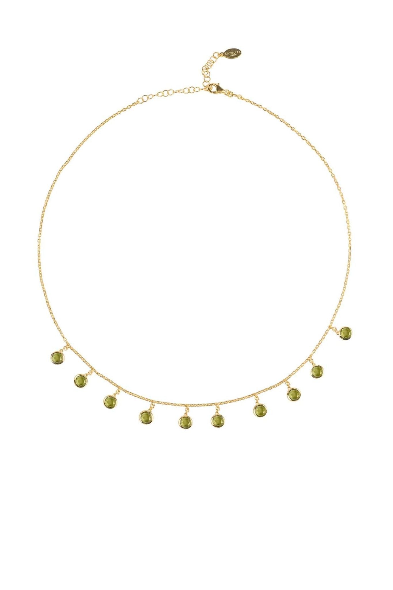 Florence Round Gemstone Necklace Gold Peridot - LATELITA Necklaces