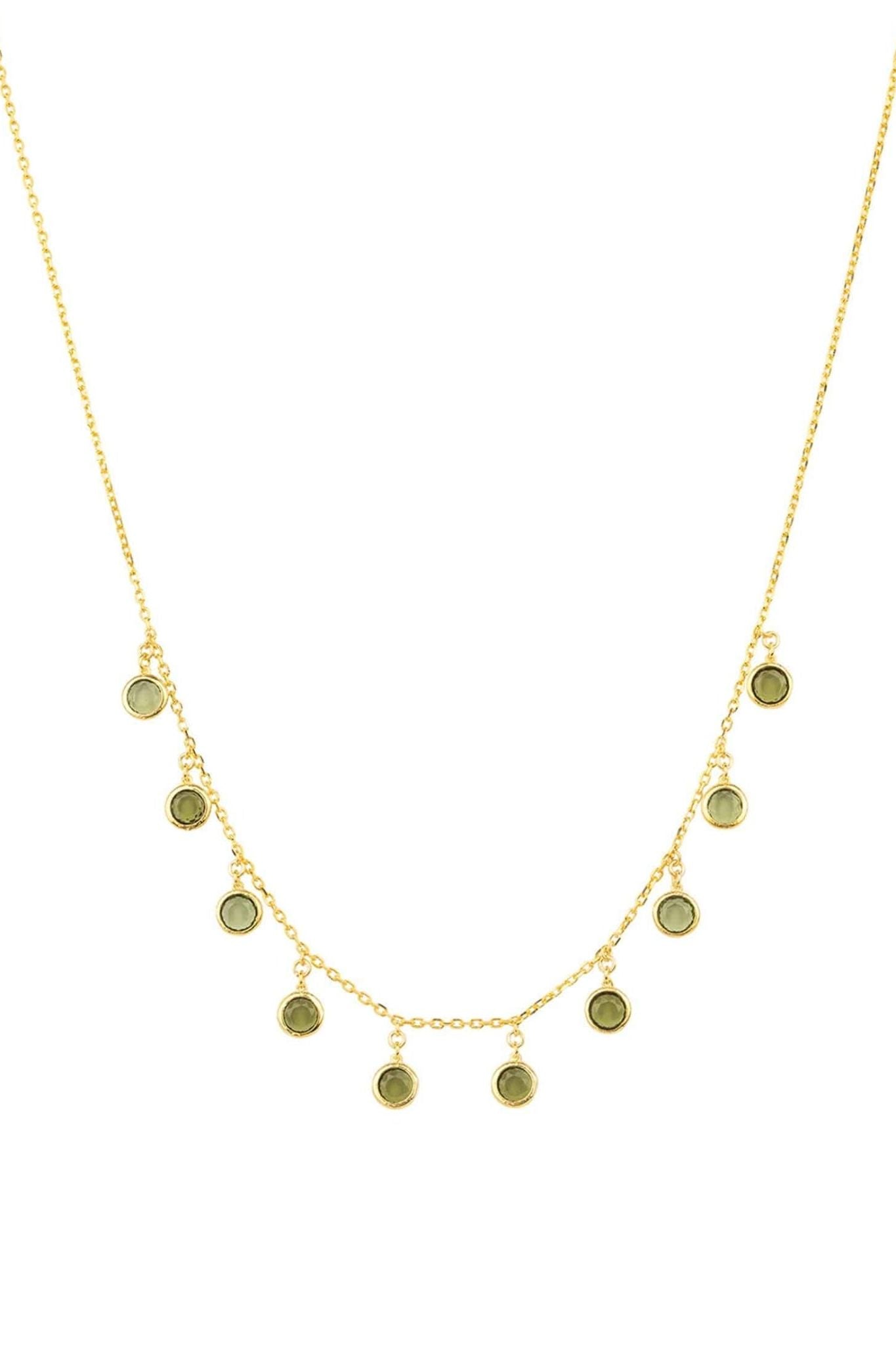 Florence Round Gemstone Necklace Gold Peridot - LATELITA Necklaces