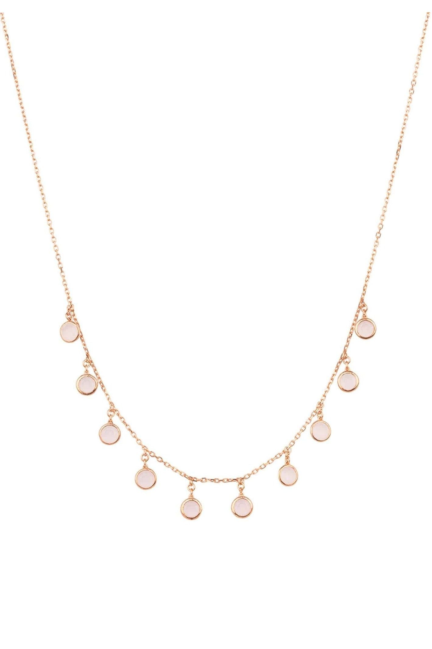 Florence Round Gemstone Necklace Rosegold Rose Quartz - LATELITA Necklaces