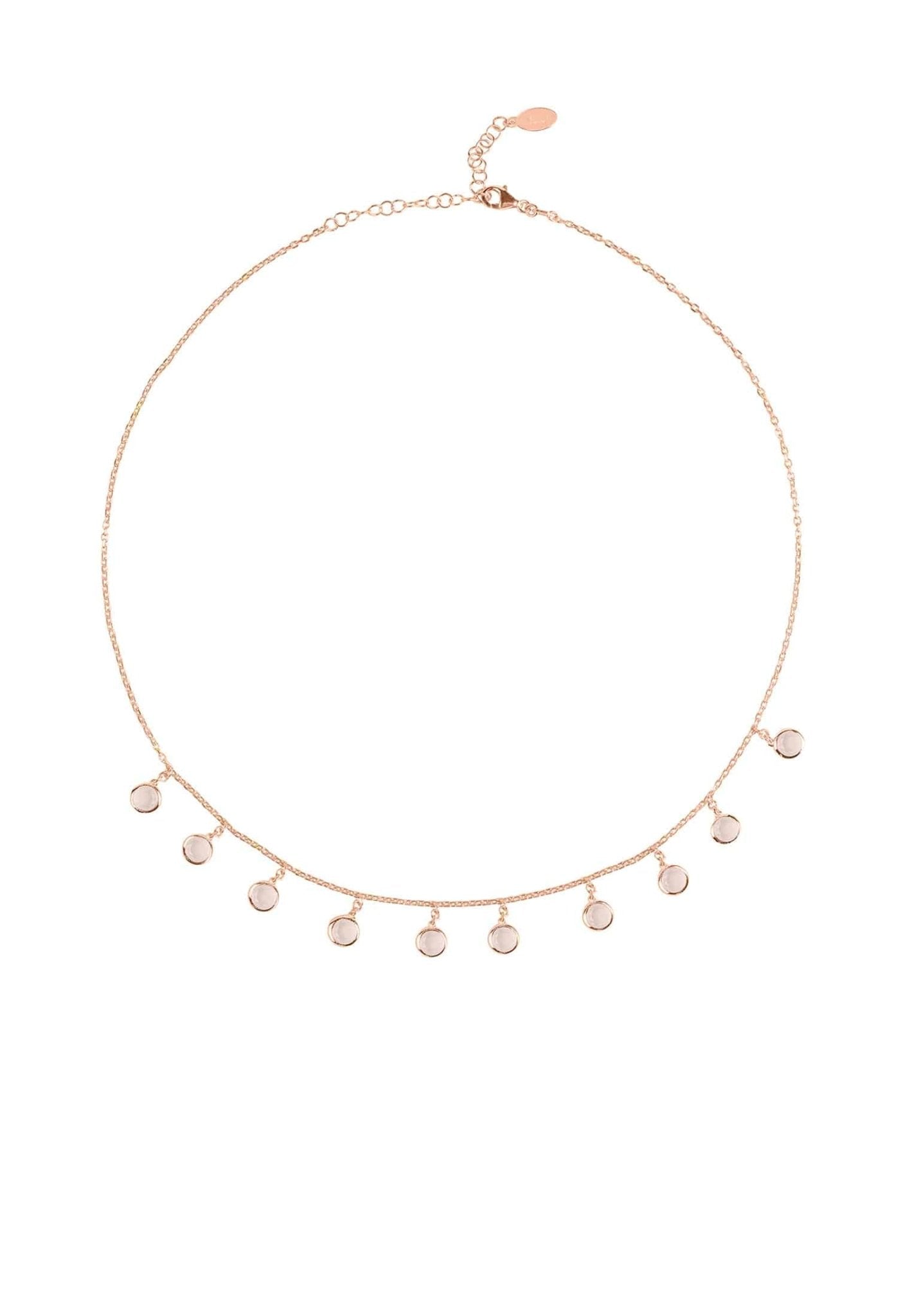 Florence Round Gemstone Necklace Rosegold Rose Quartz - LATELITA Necklaces