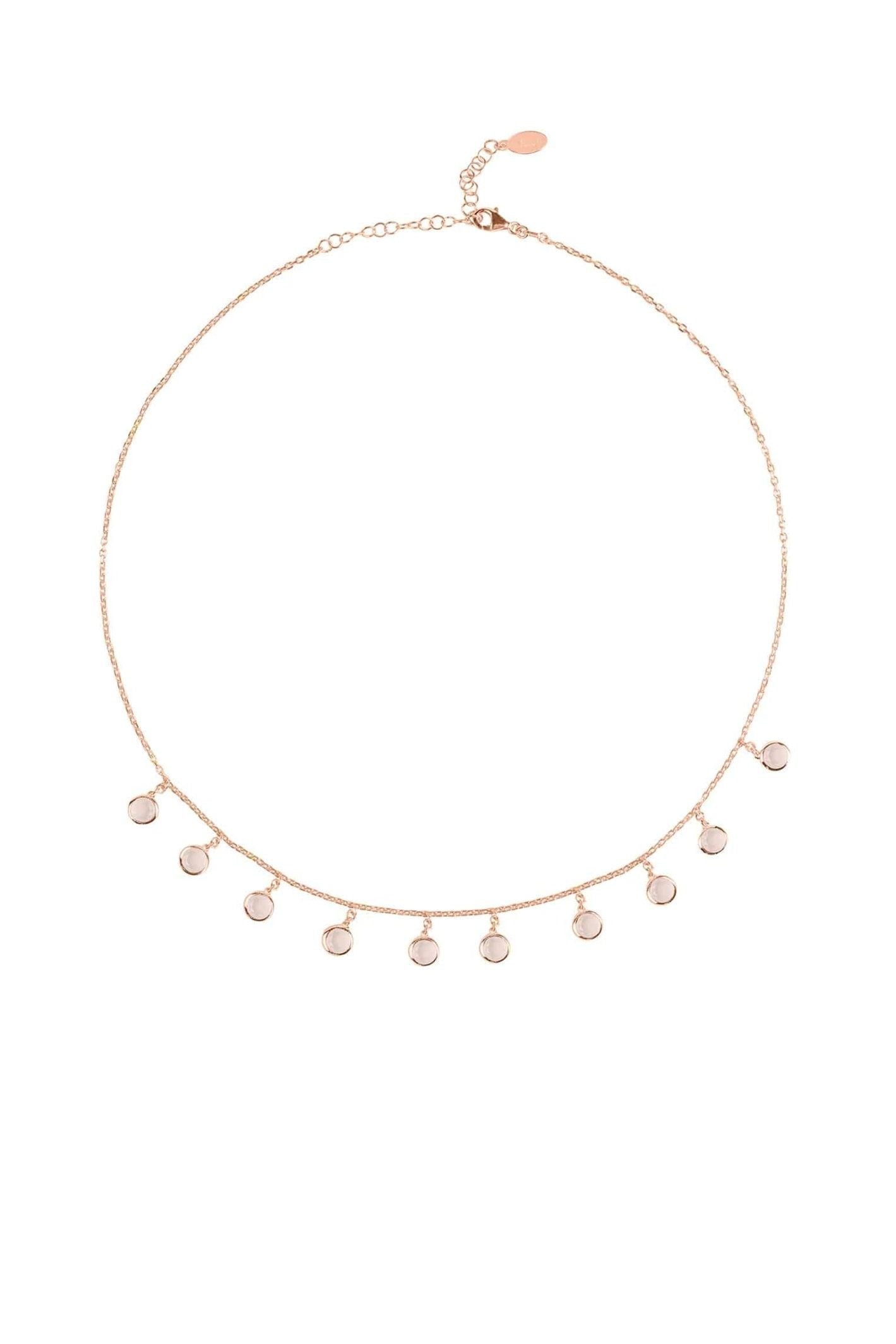 Florence Round Gemstone Necklace Rosegold Rose Quartz - LATELITA Necklaces
