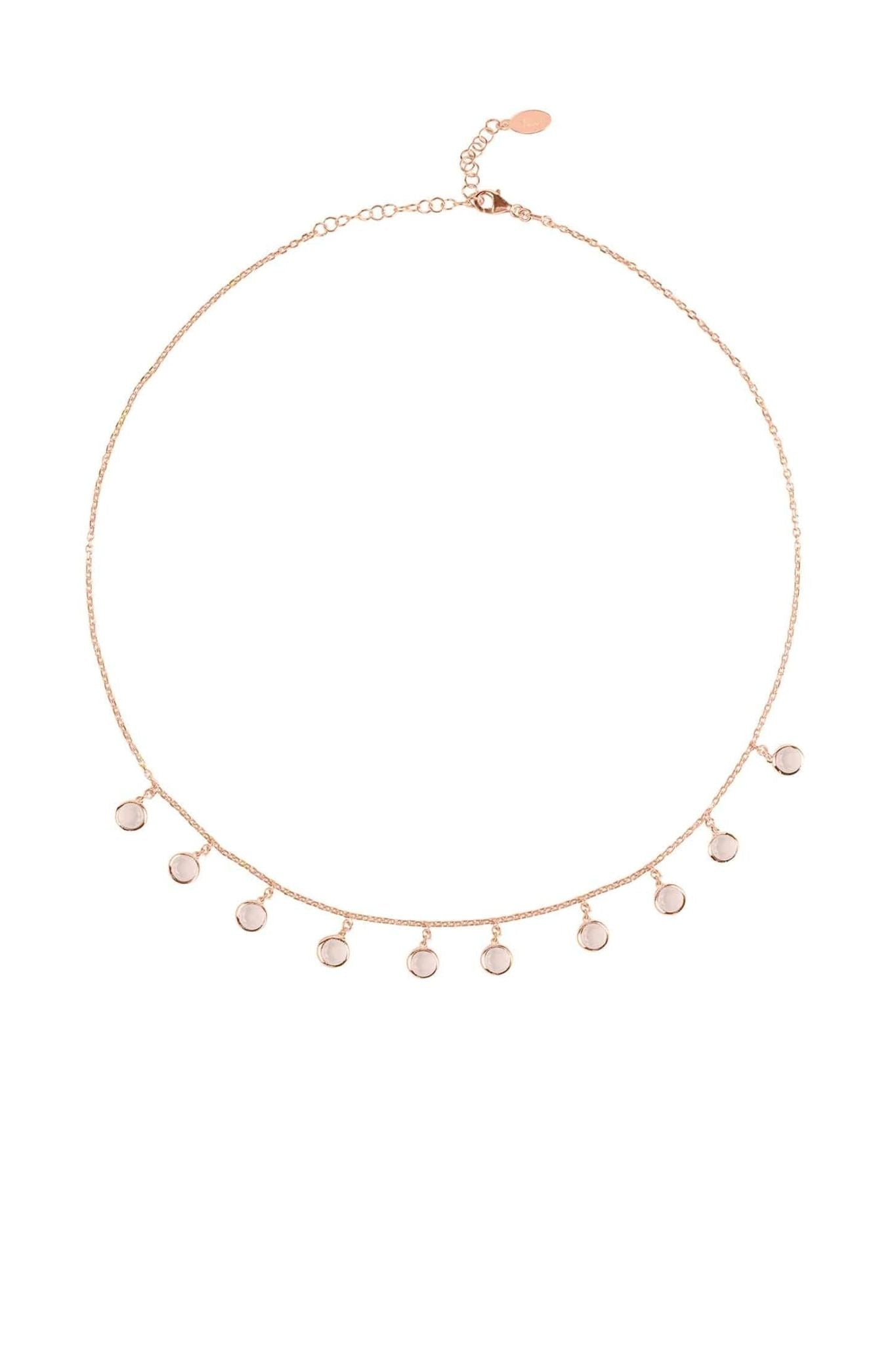 Florence Round Gemstone Necklace Rosegold Rose Quartz - LATELITA Necklaces