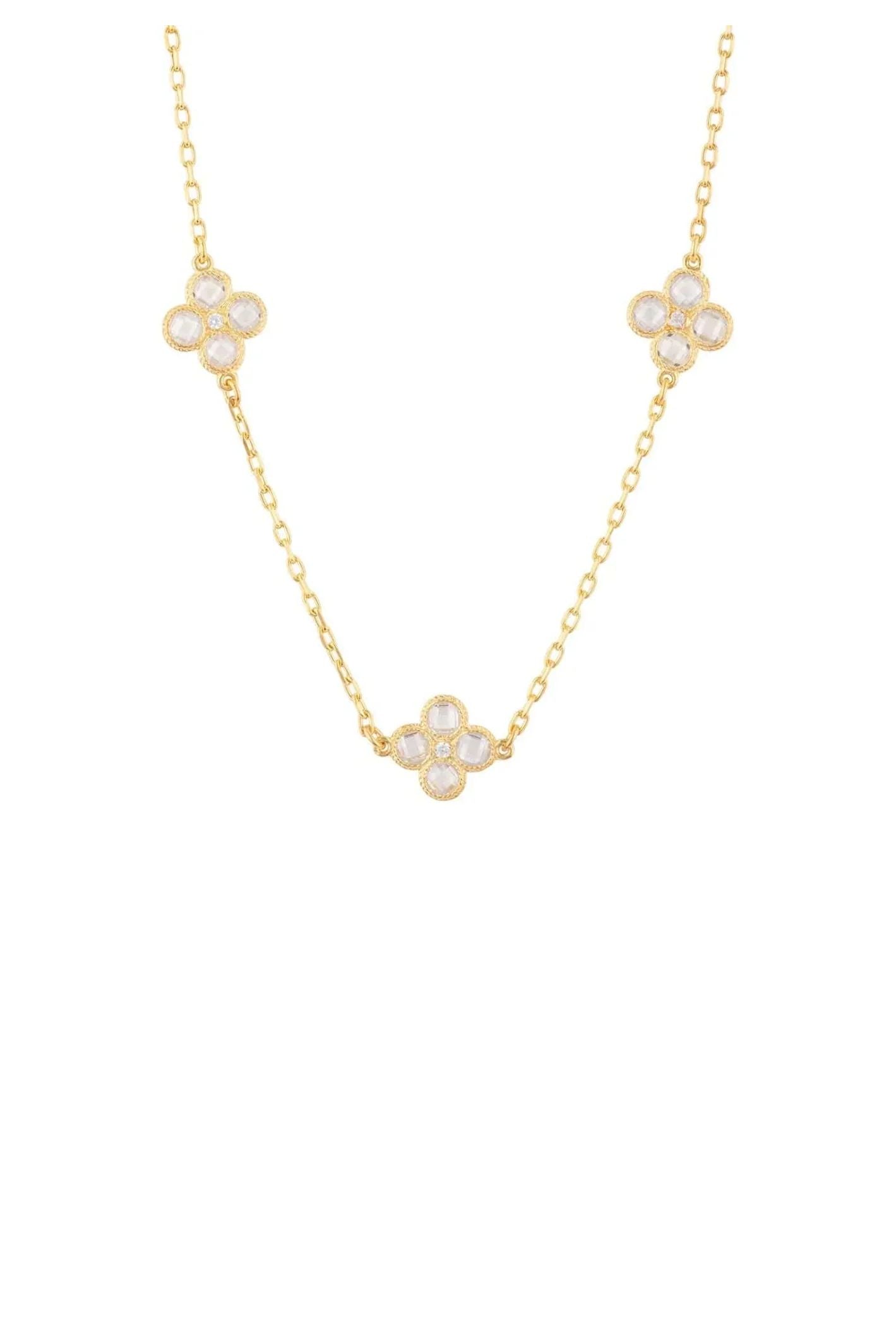Flower Clover Triple Choker Necklace Gold - LATELITA Necklaces