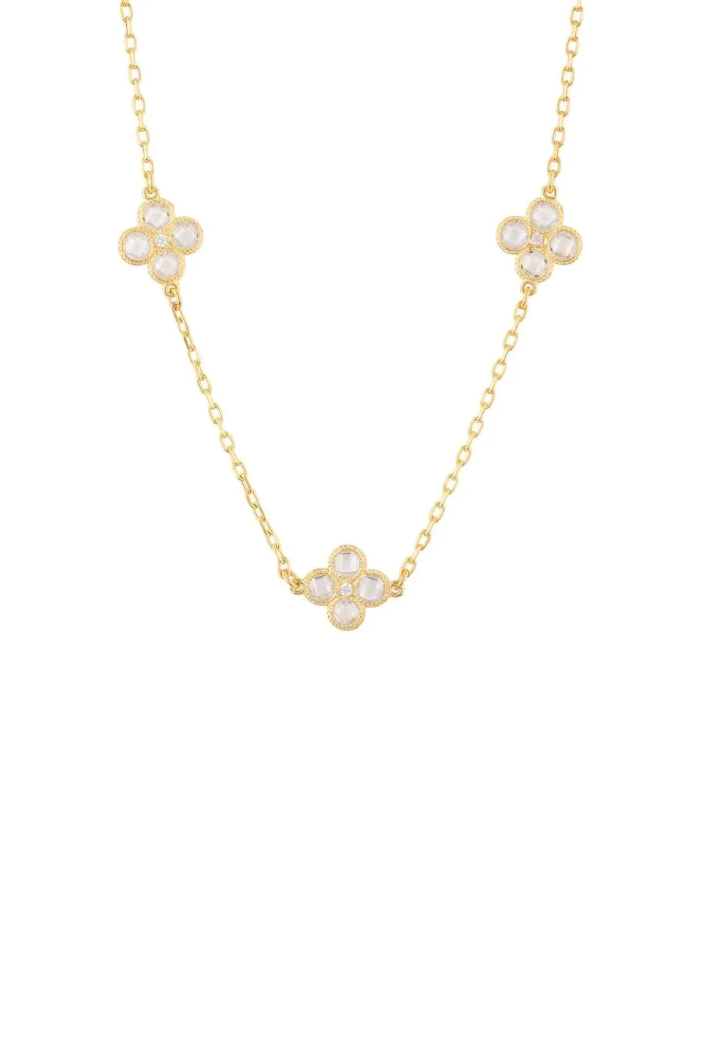 Flower Clover Triple Choker Necklace Gold - LATELITA Necklaces