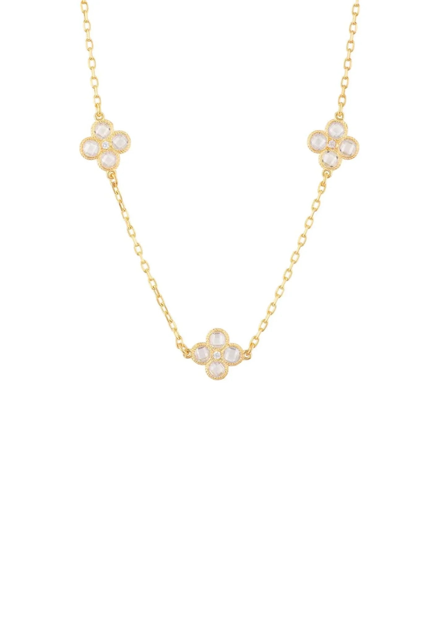 Flower Clover Triple Choker Necklace Gold - LATELITA Necklaces