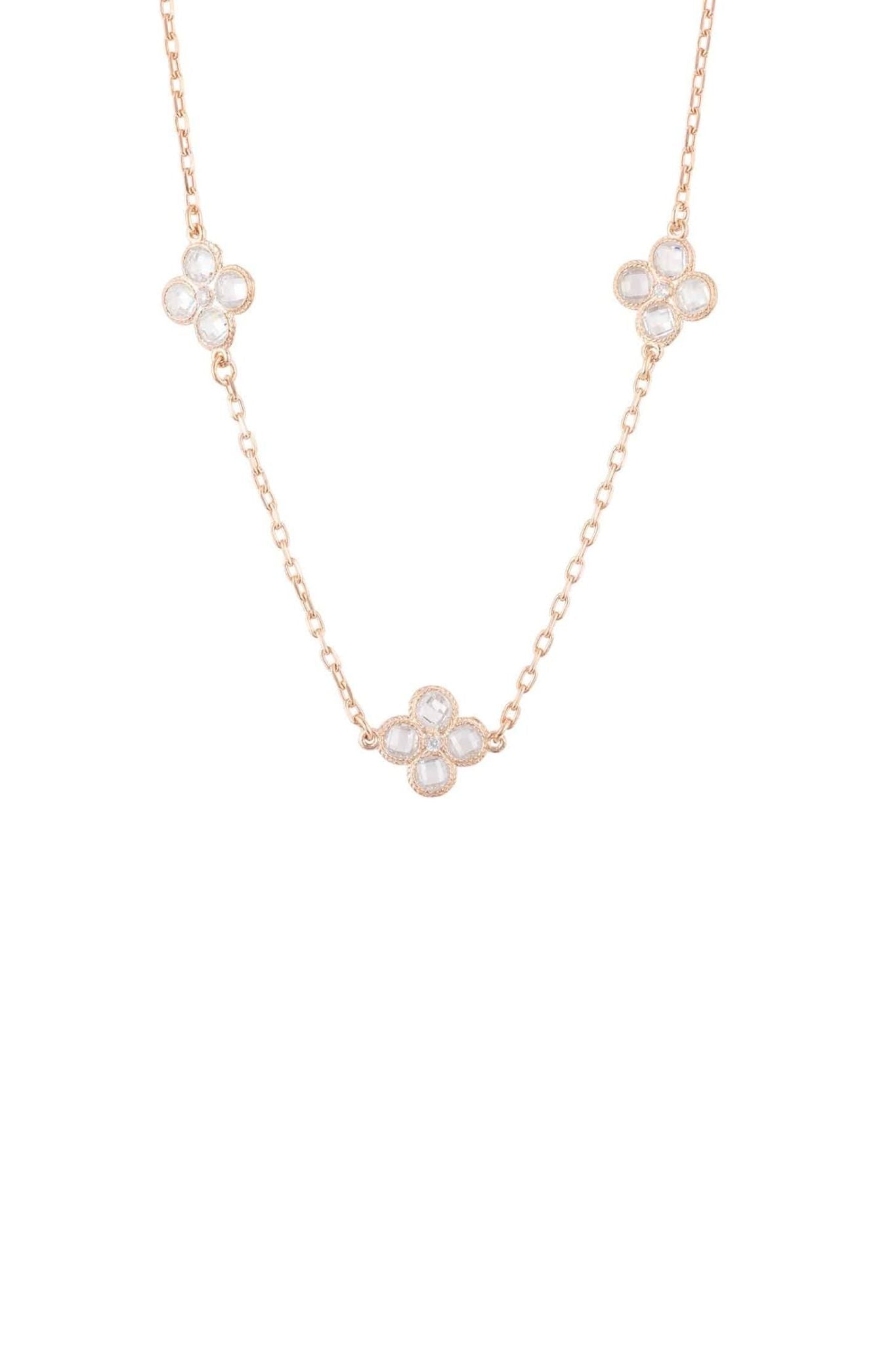 Flower Clover Triple Choker Necklace Rosegold - LATELITA Necklaces