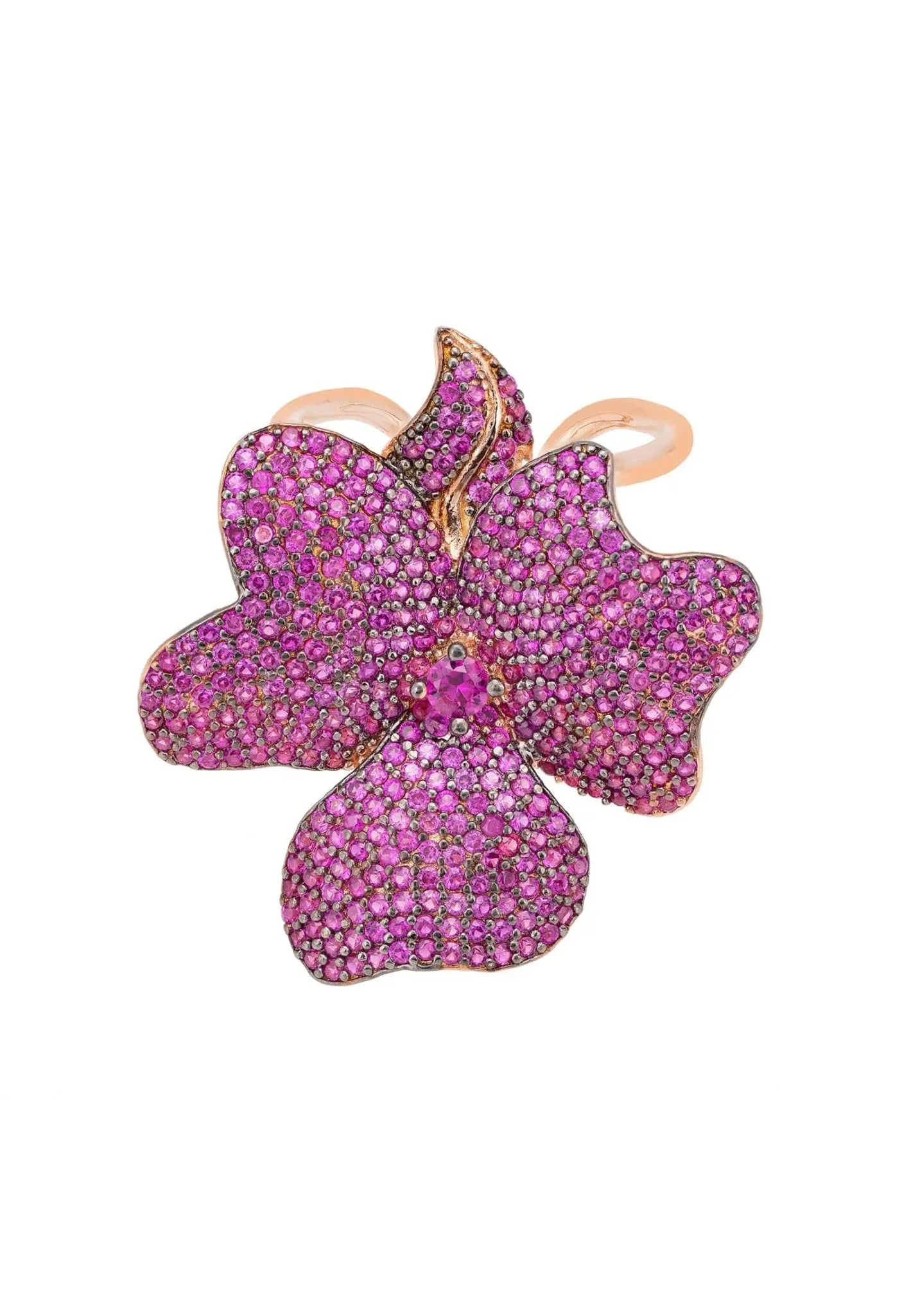 Flower Cocktail Ring Rosegold Ruby - LATELITA Rings