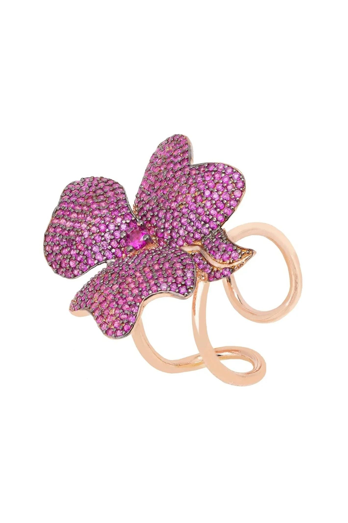 Flower Cocktail Ring Rosegold Ruby - LATELITA Rings