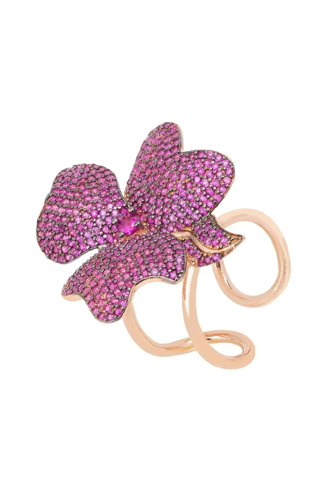 Flower Cocktail Ring Rosegold Ruby - LATELITA Rings