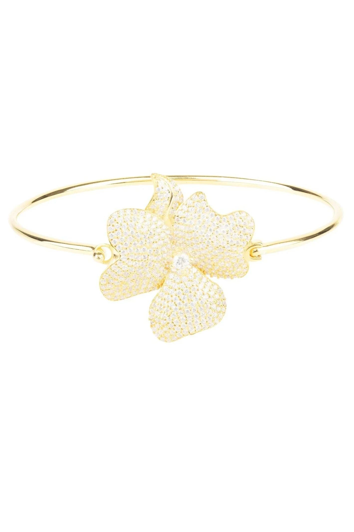 Flower Large Statement Cuff Bracelet Gold - LATELITA Bracelets