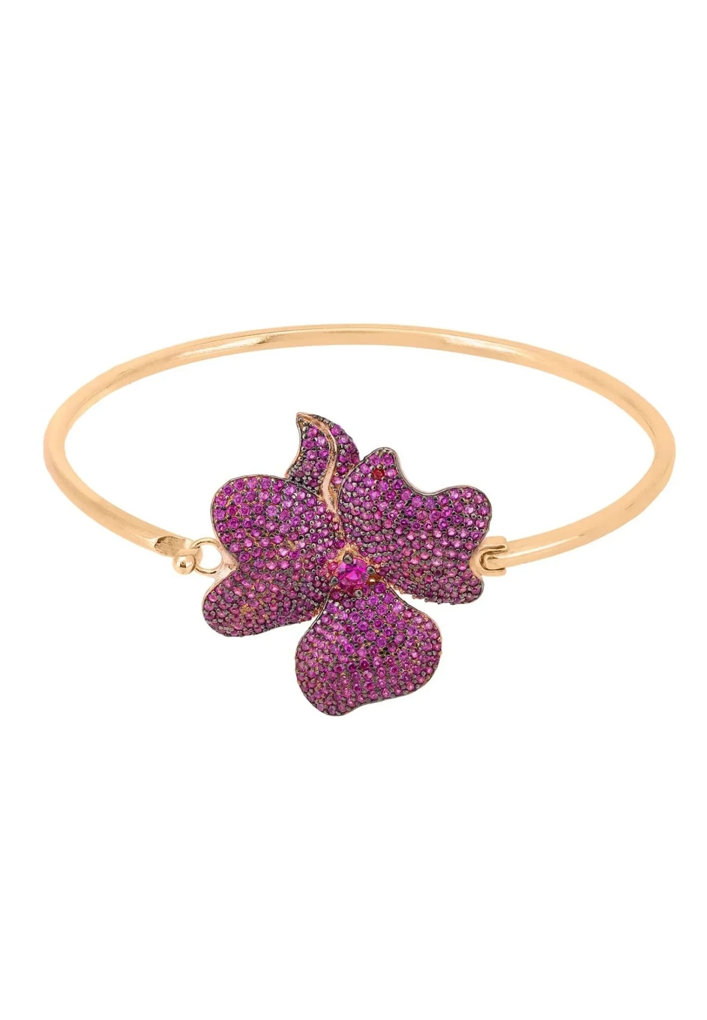 Flower Large Statement Cuff Bracelet Rosegold Ruby - LATELITA Bracelets