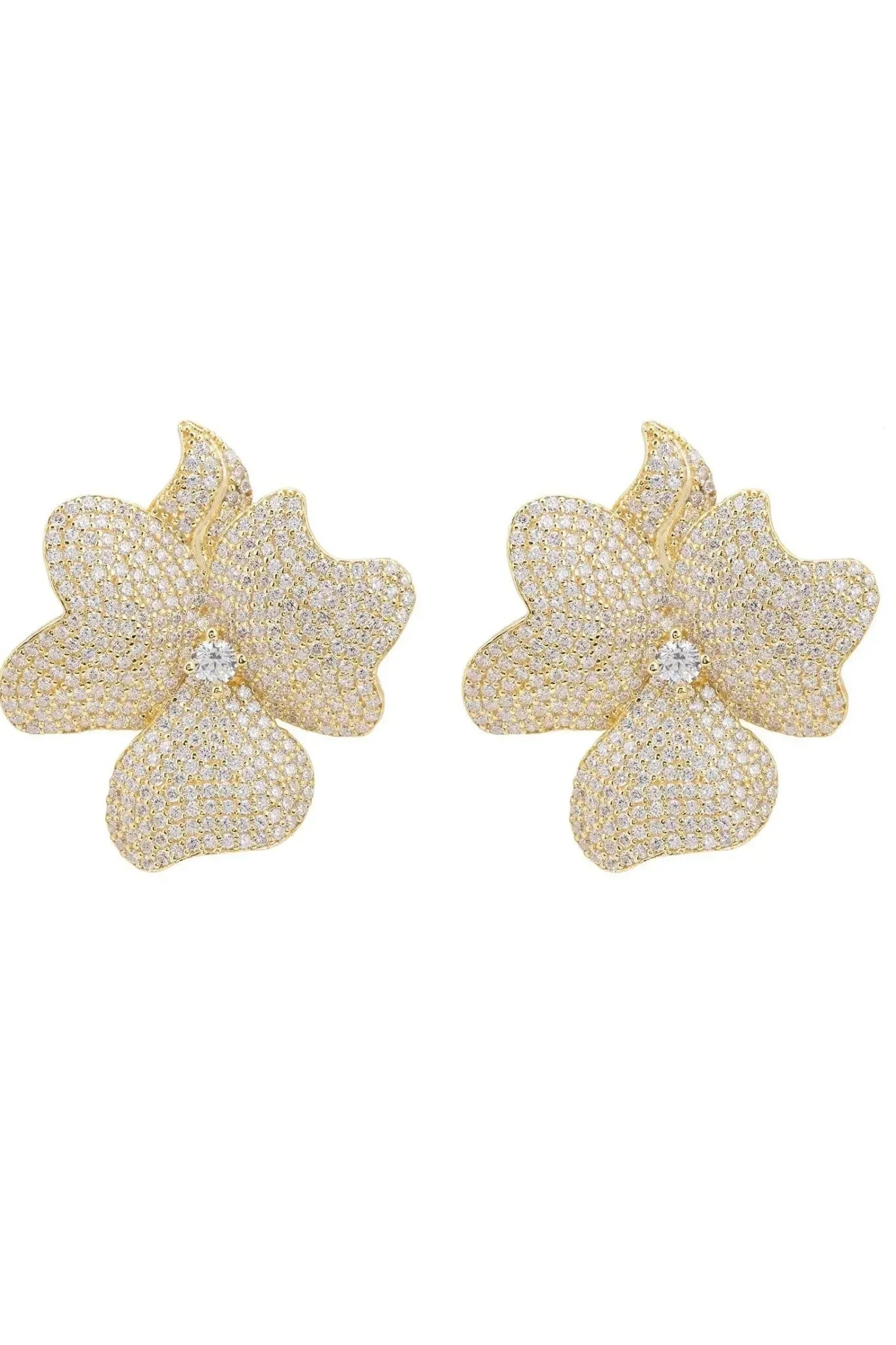 Flower Large Stud Earrings Gold - LATELITA Earrings