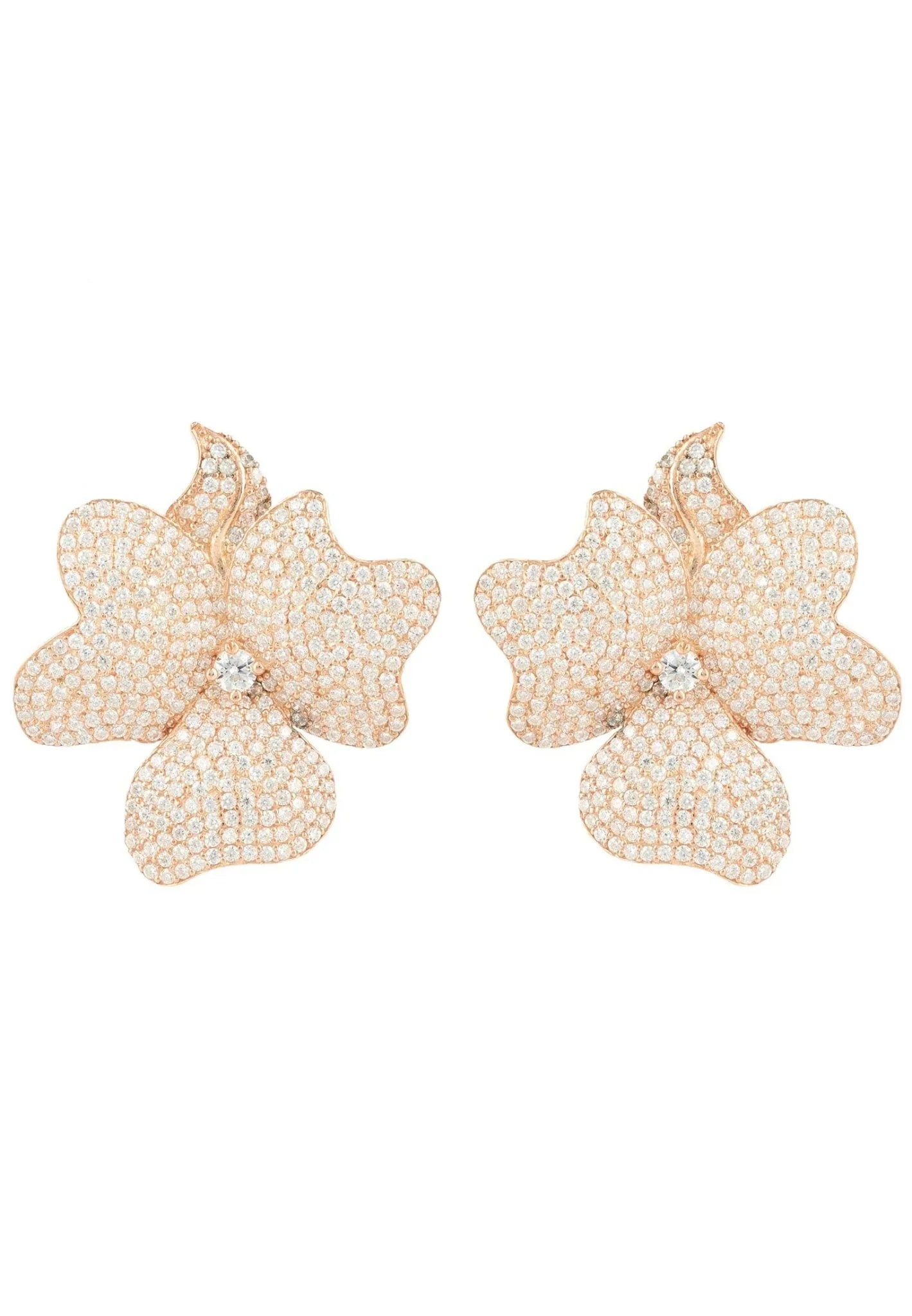 Flower Large Stud Earrings Rose Gold - LATELITA Earrings