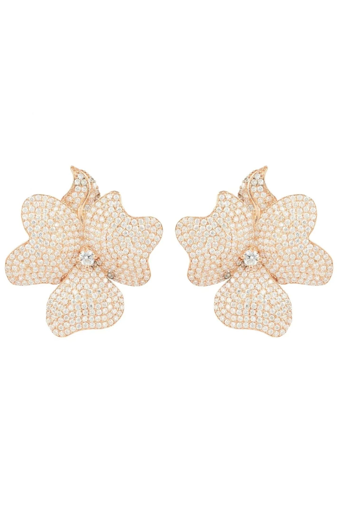 Flower Large Stud Earrings Rose Gold - LATELITA Earrings