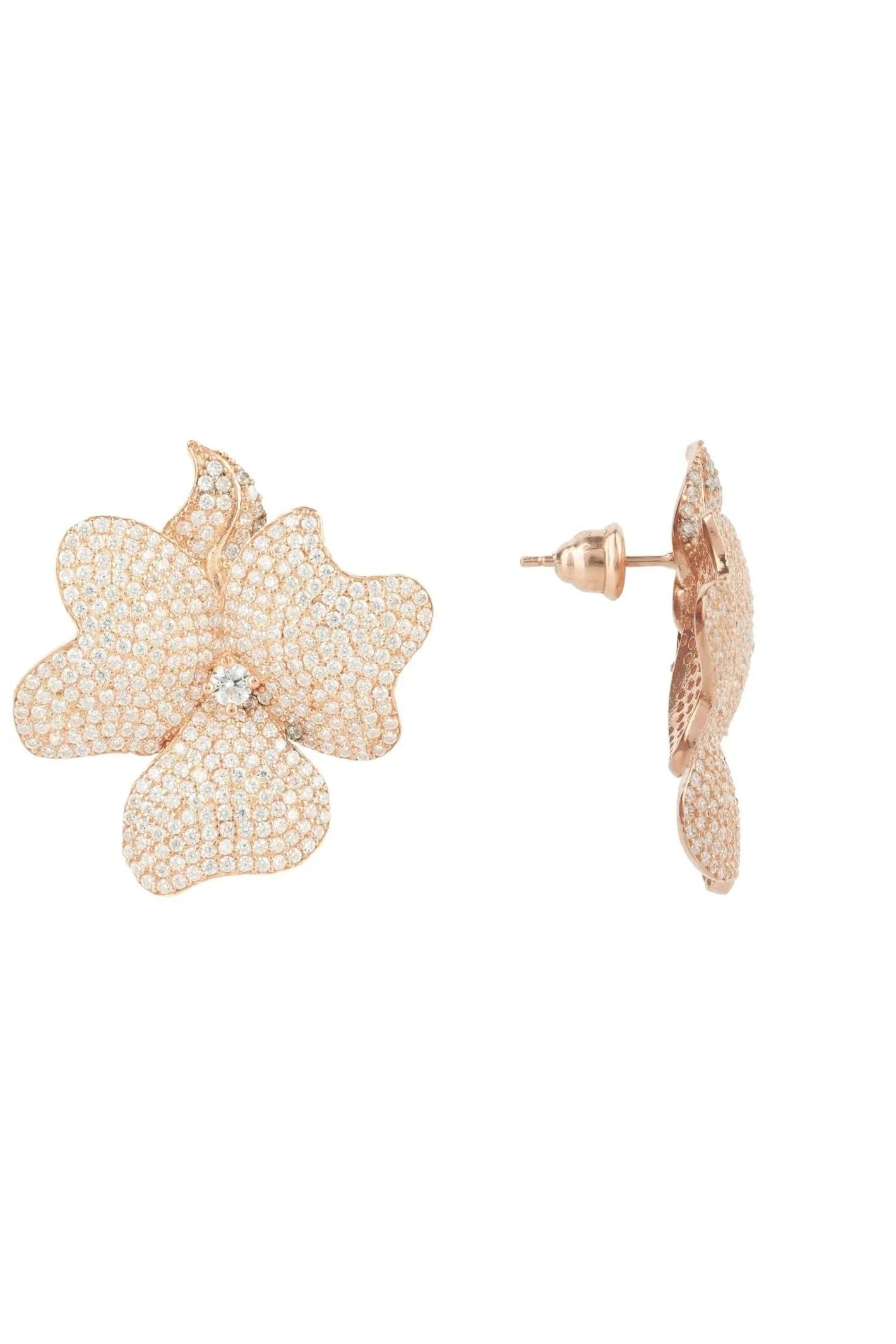 Flower Large Stud Earrings Rose Gold - LATELITA Earrings