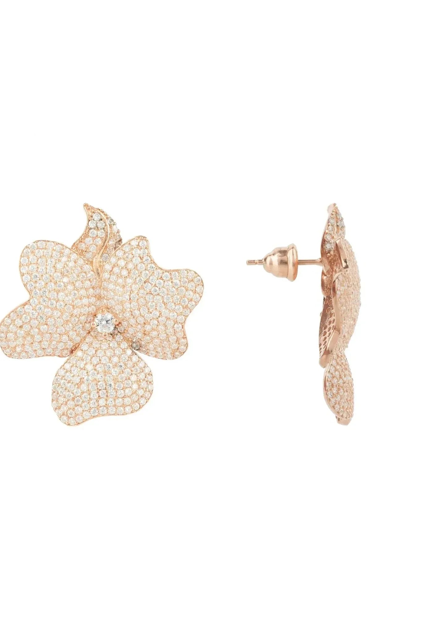 Flower Large Stud Earrings Rose Gold - LATELITA Earrings