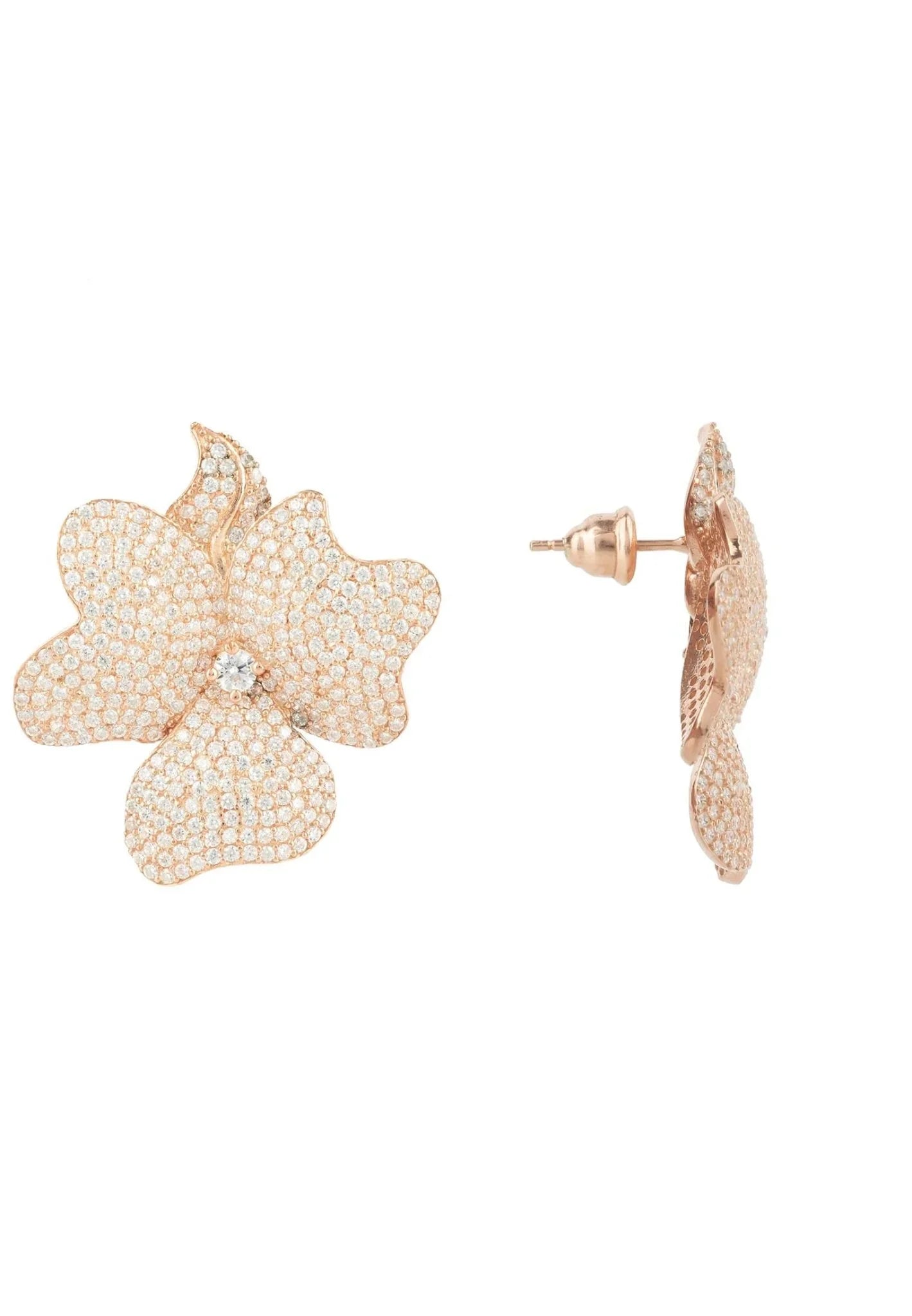 Flower Large Stud Earrings Rose Gold - LATELITA Earrings