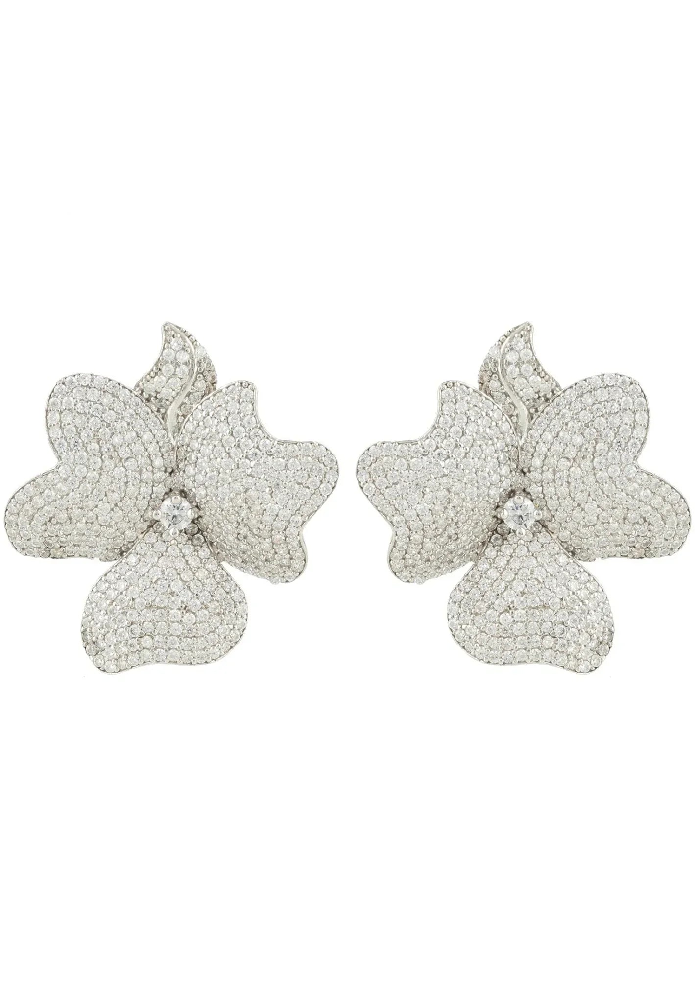 Flower Large Stud Earrings Silver - LATELITA Earrings