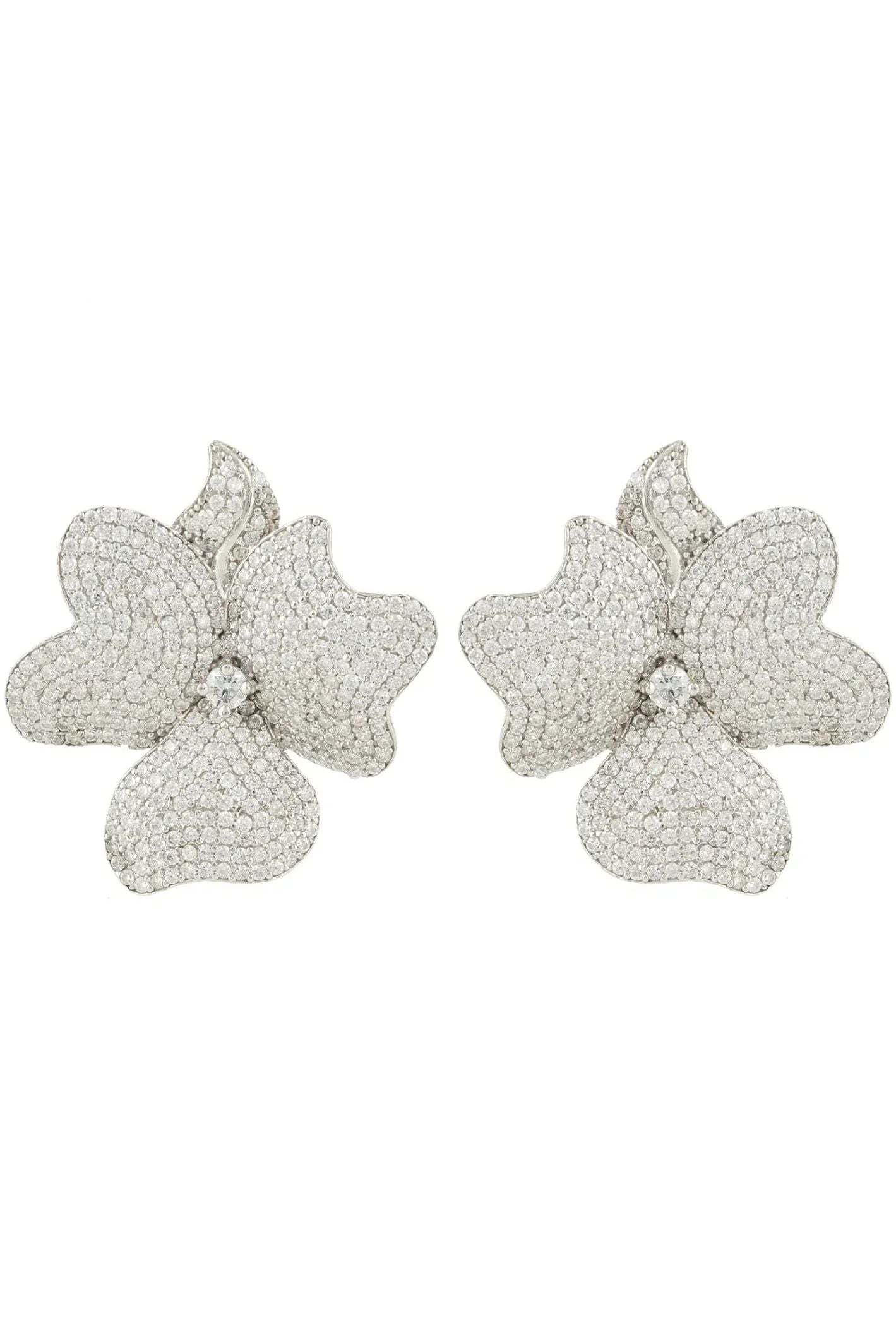 Flower Large Stud Earrings Silver - LATELITA Earrings