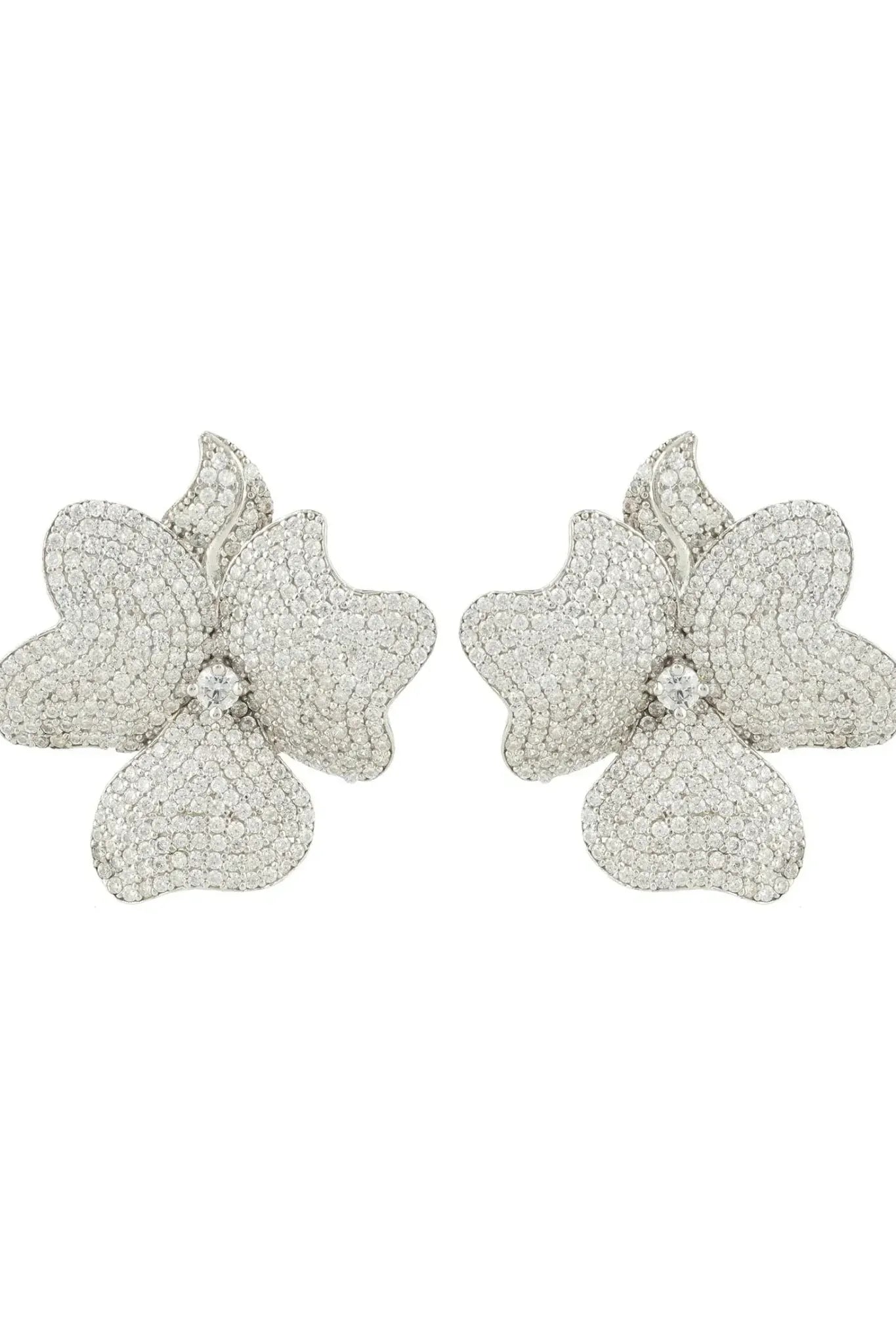 Flower Large Stud Earrings Silver - LATELITA Earrings