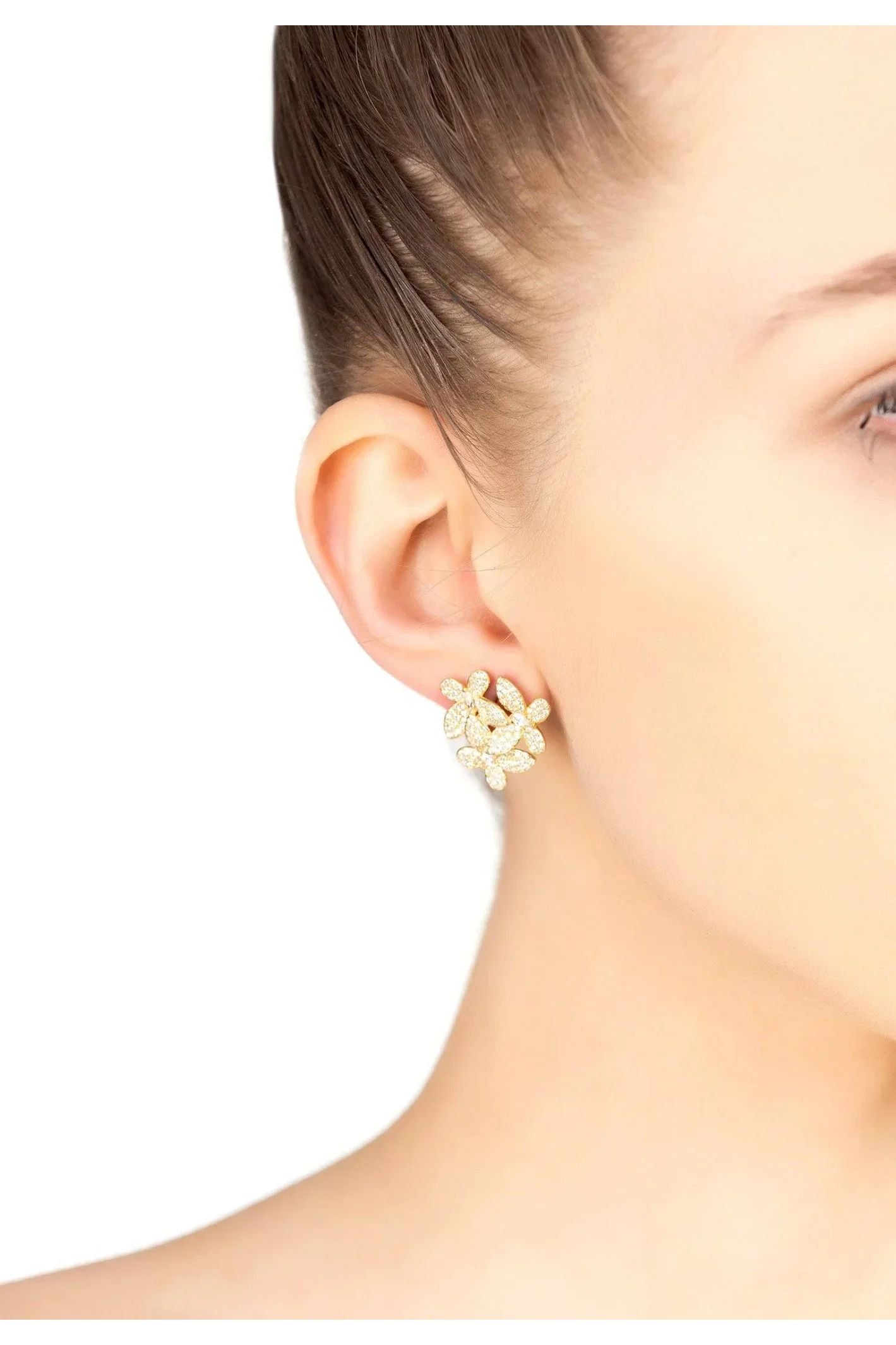 Flowers Large Stud Earrings Gold - LATELITA Earrings