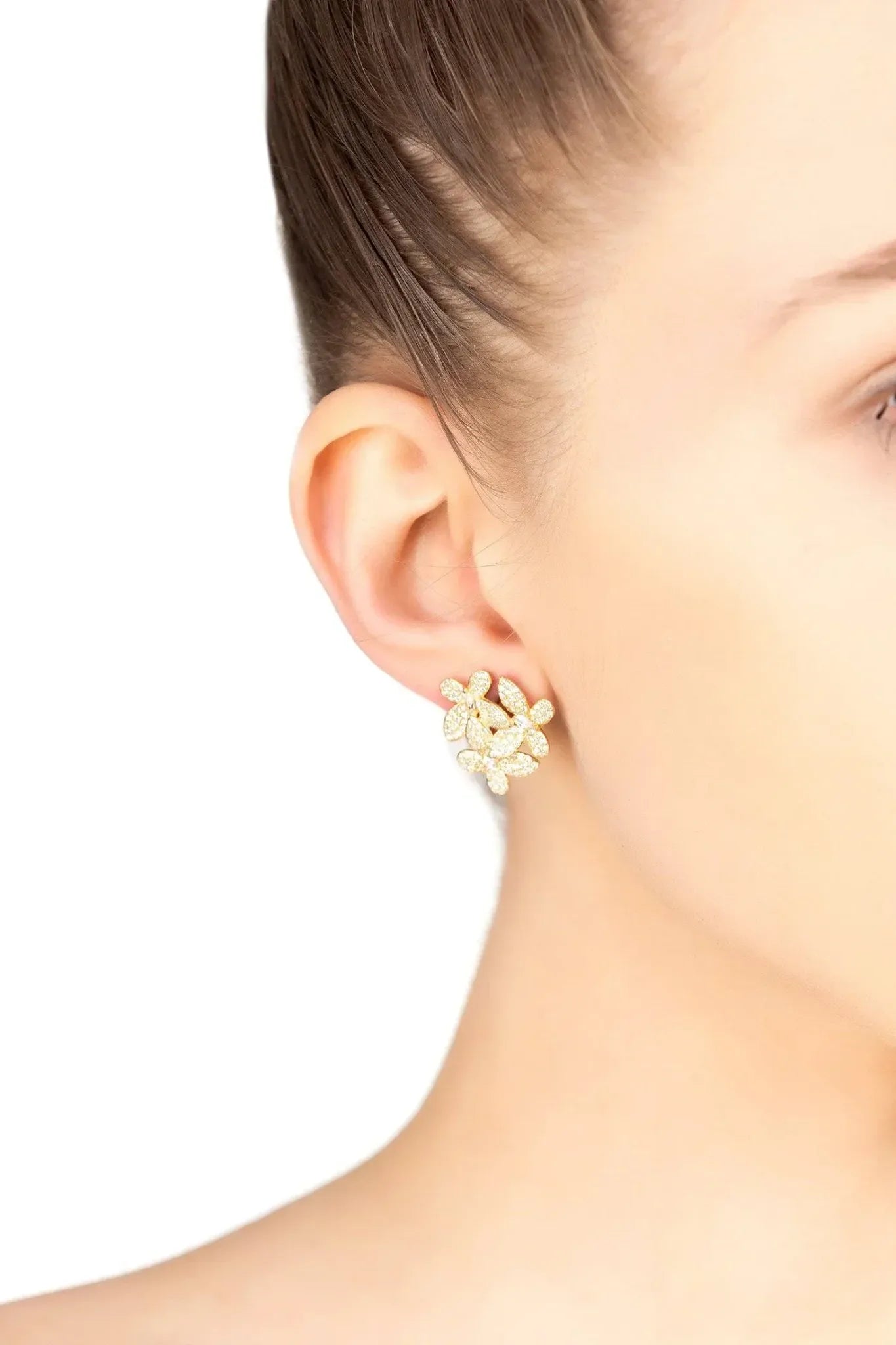 Flowers Large Stud Earrings Gold - LATELITA Earrings