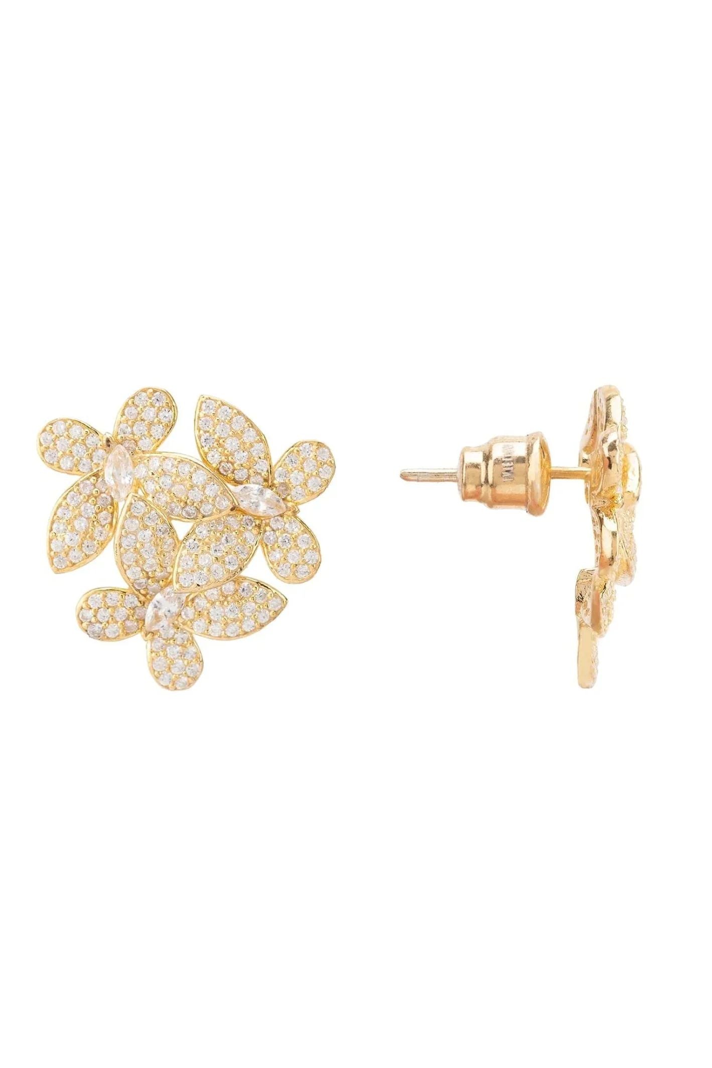 Flowers Large Stud Earrings Gold - LATELITA Earrings