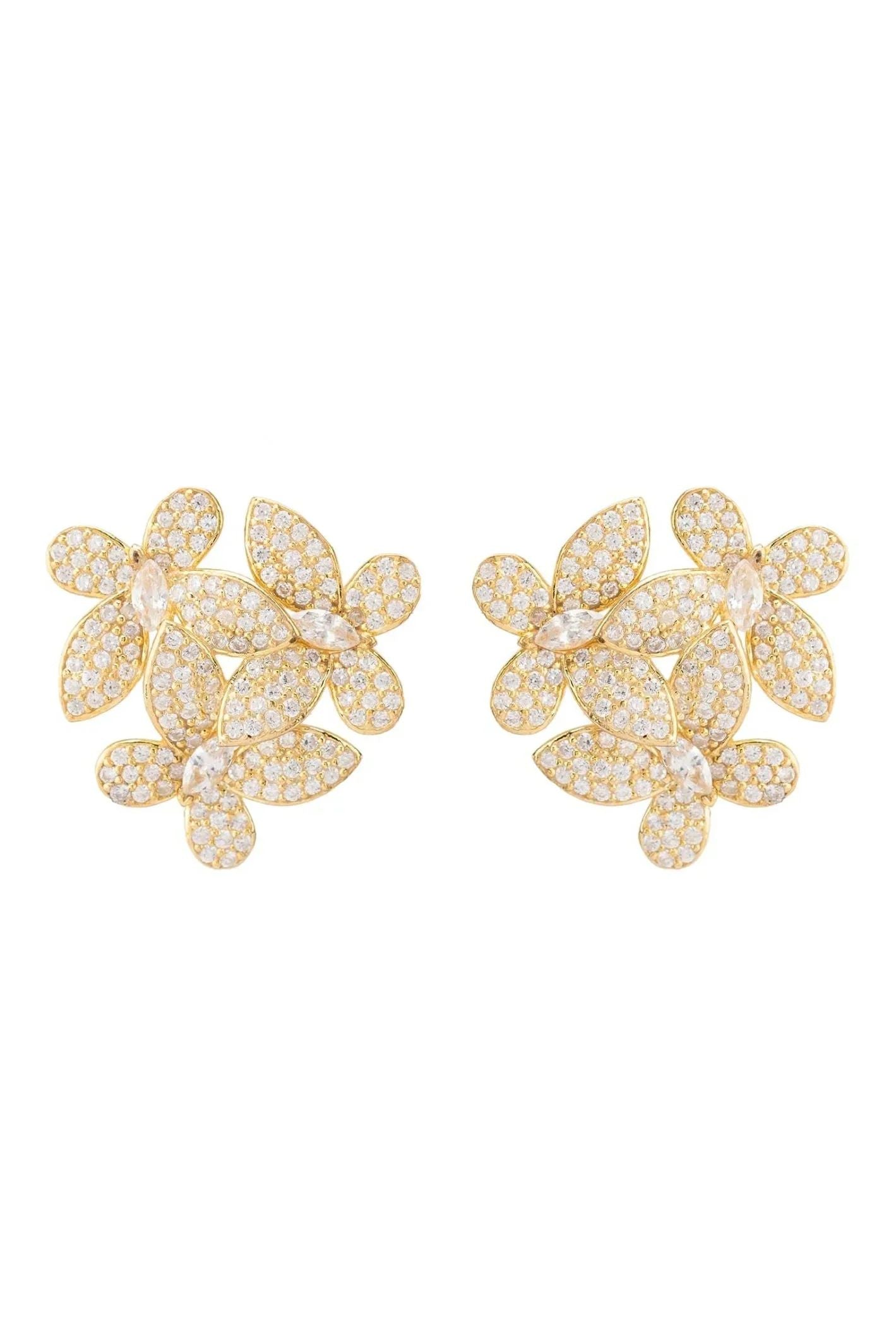 Flowers Large Stud Earrings Gold - LATELITA Earrings
