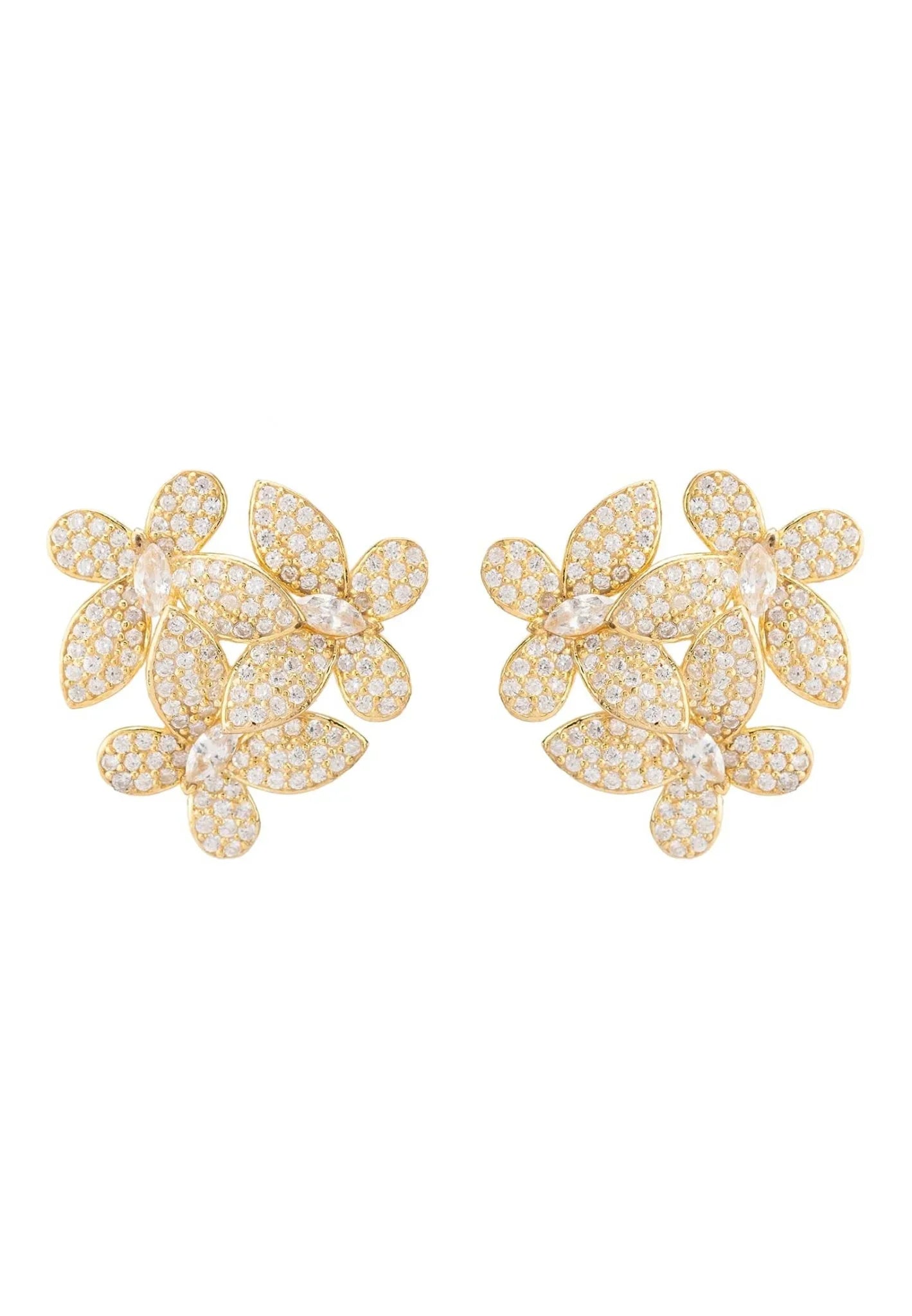 Flowers Large Stud Earrings Gold - LATELITA Earrings
