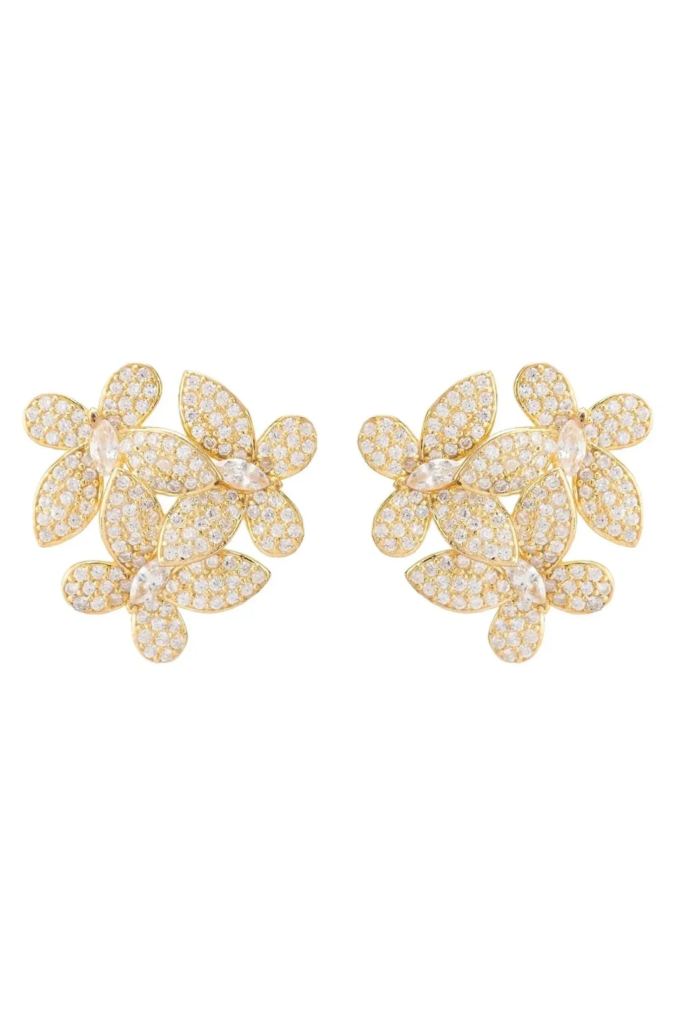 Flowers Large Stud Earrings Gold - LATELITA Earrings