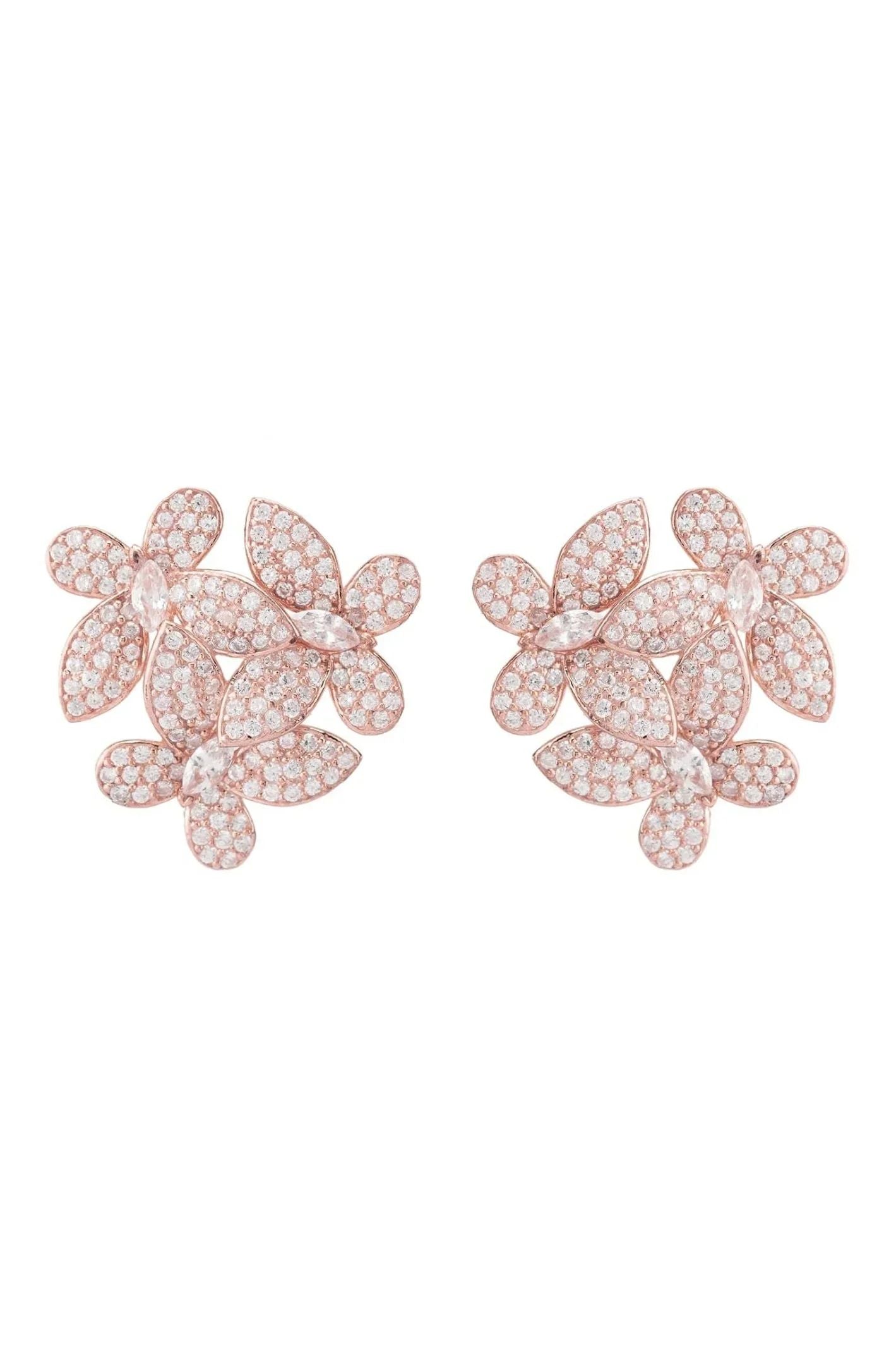 Flowers Large Stud Earrings Rosegold - LATELITA Earrings