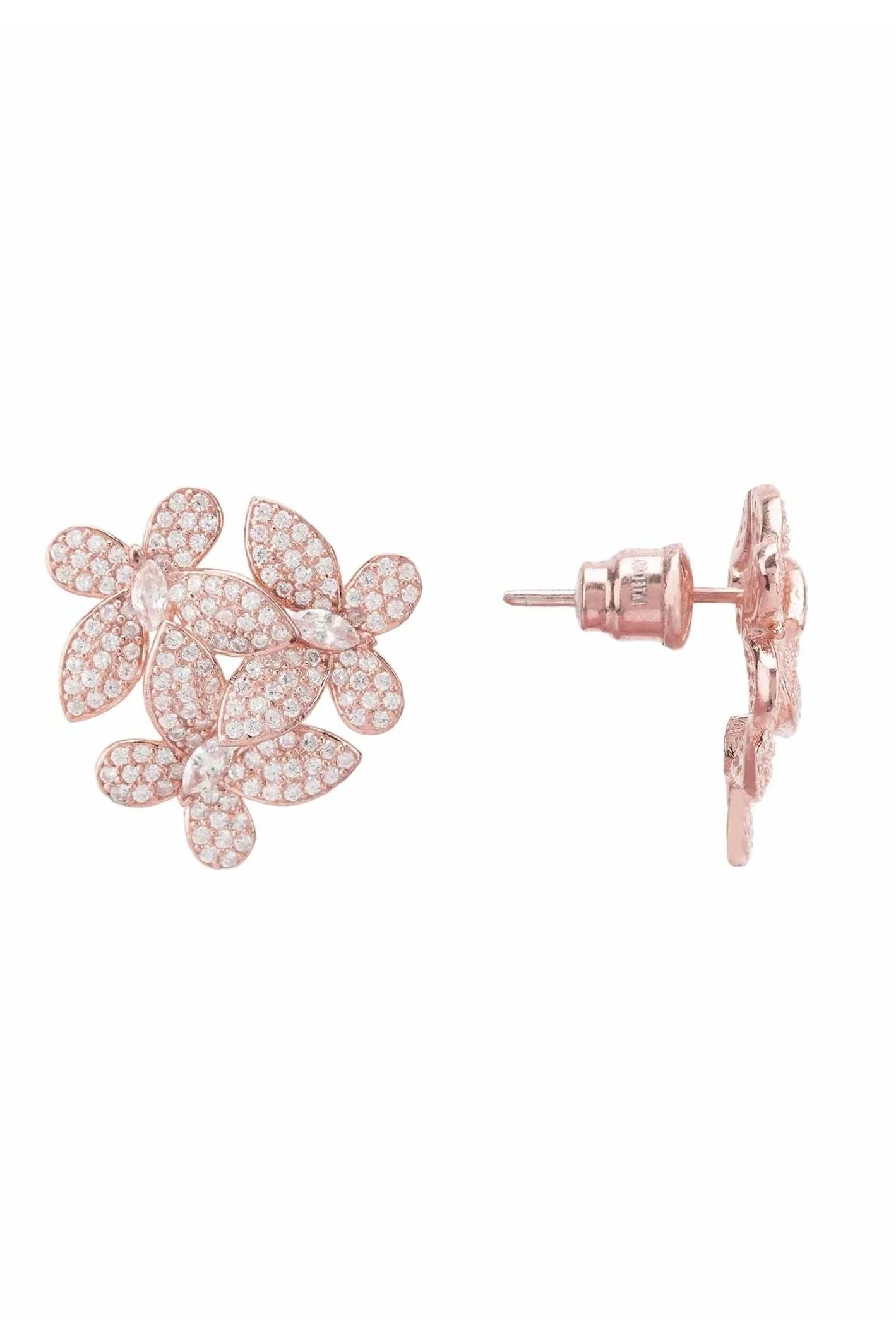 Flowers Large Stud Earrings Rosegold - LATELITA Earrings