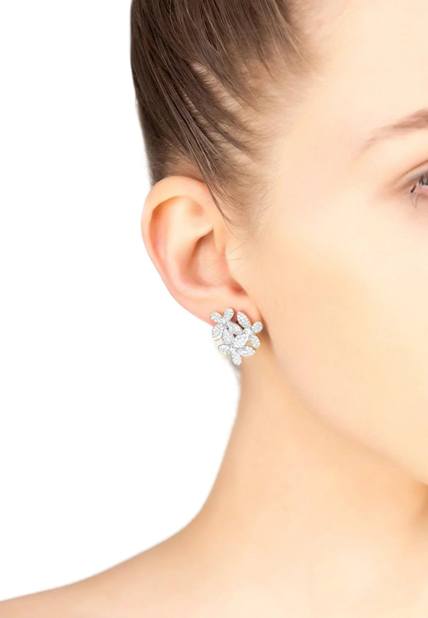 Flowers Large Stud Earrings Silver - LATELITA Earrings