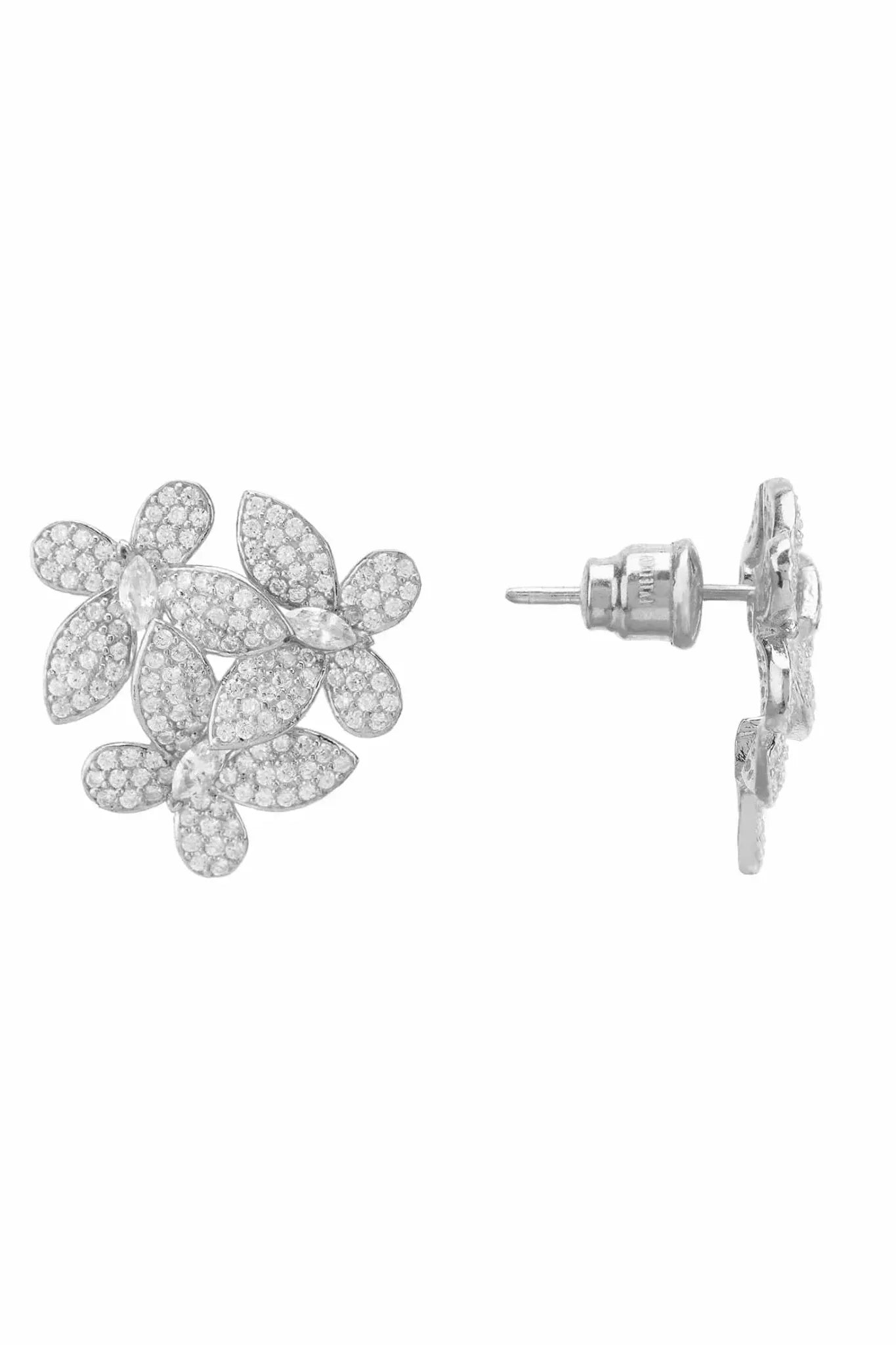 Flowers Large Stud Earrings Silver - LATELITA Earrings