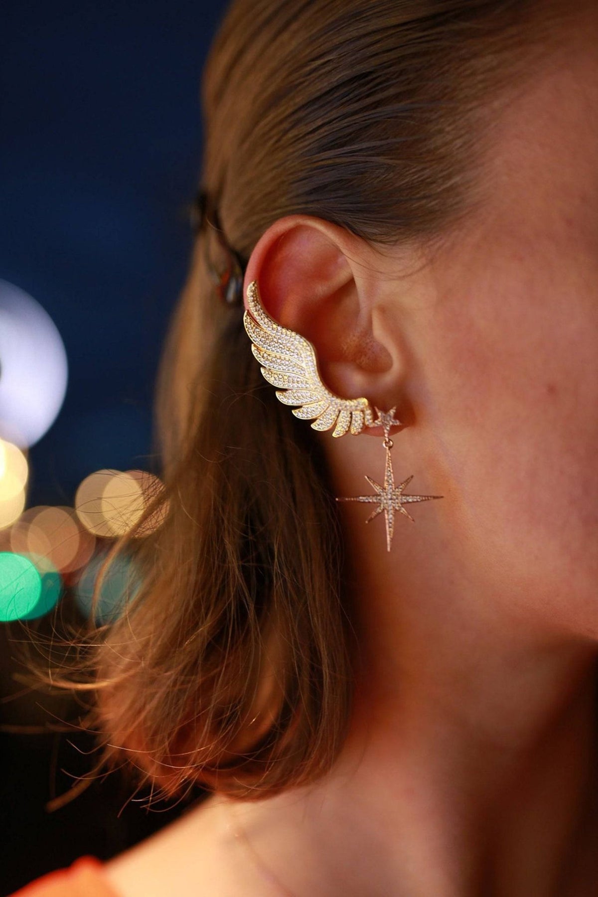 Gabriel Angel Wing Ear Climber Gold - LATELITA Earrings