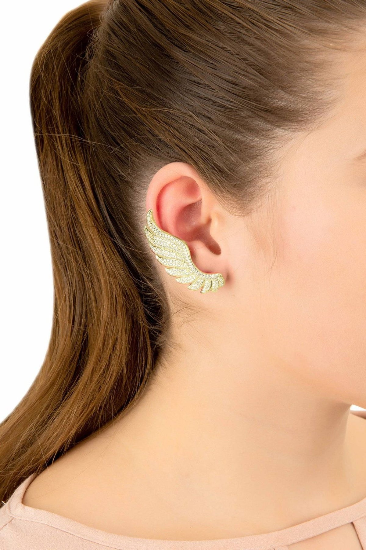 Gabriel Angel Wing Ear Climber Gold - LATELITA Earrings