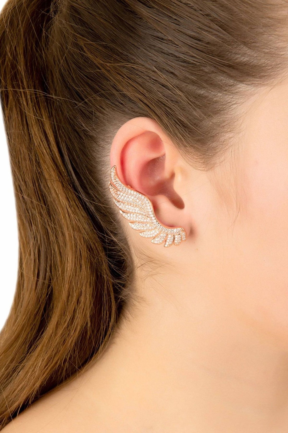 Gabriel Angel Wing Ear Climber Rosegold - LATELITA Earrings
